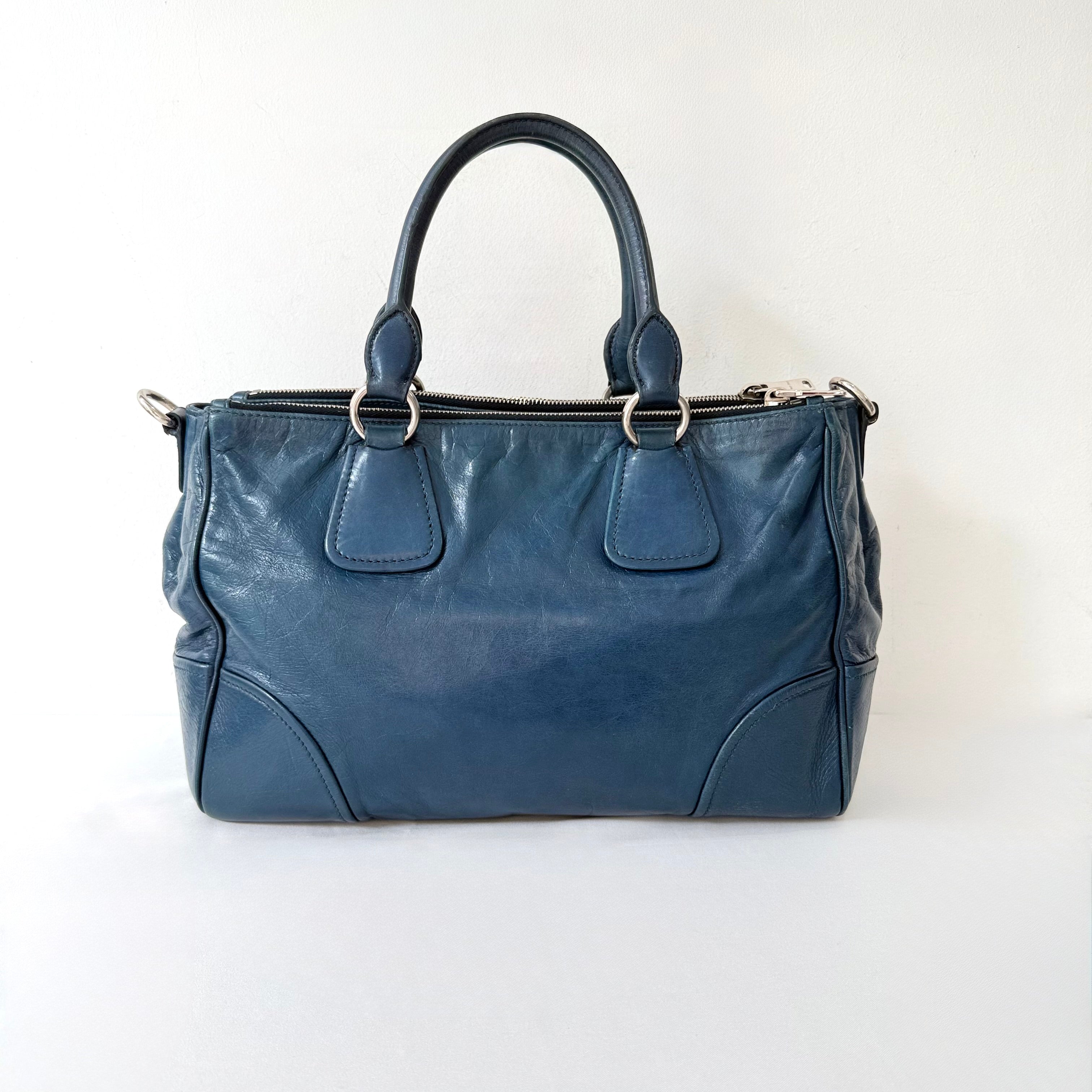 Miu Miu Double Zip Convertible Satchel Vitello Shine