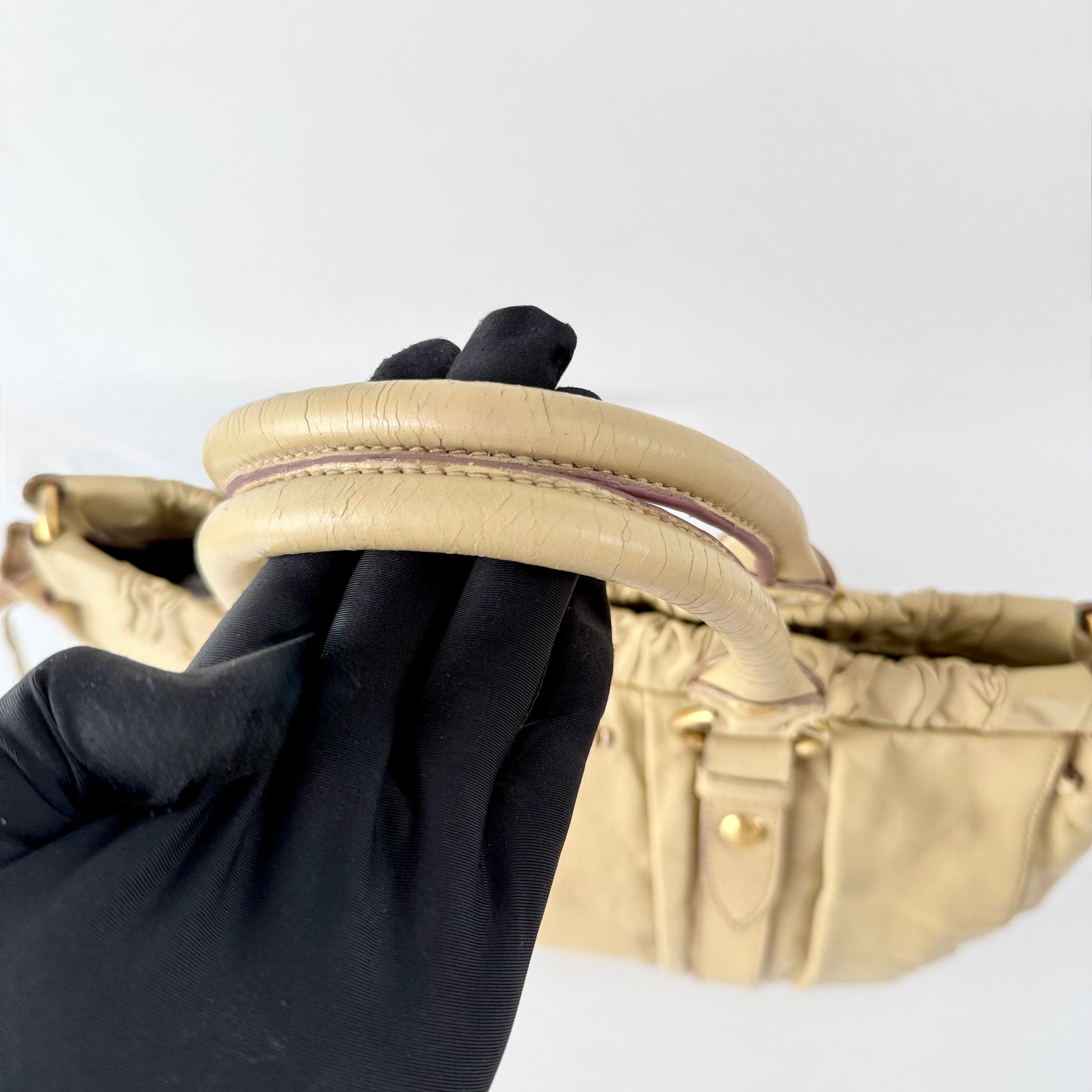 Miu Miu Beige Leather Vitello Lux Shoulder Bag