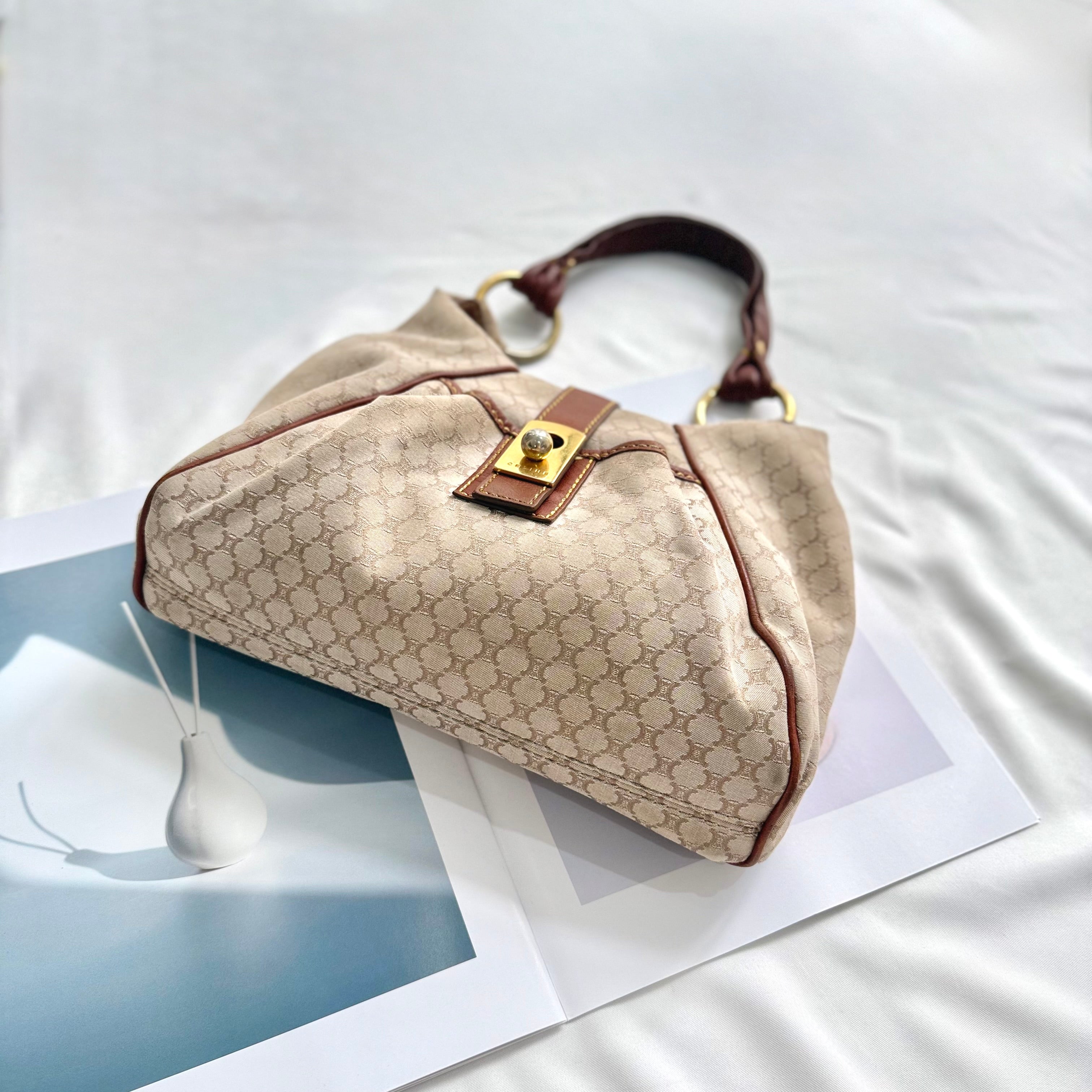 Celine Macadam Brown Hobo Shoulder Bag