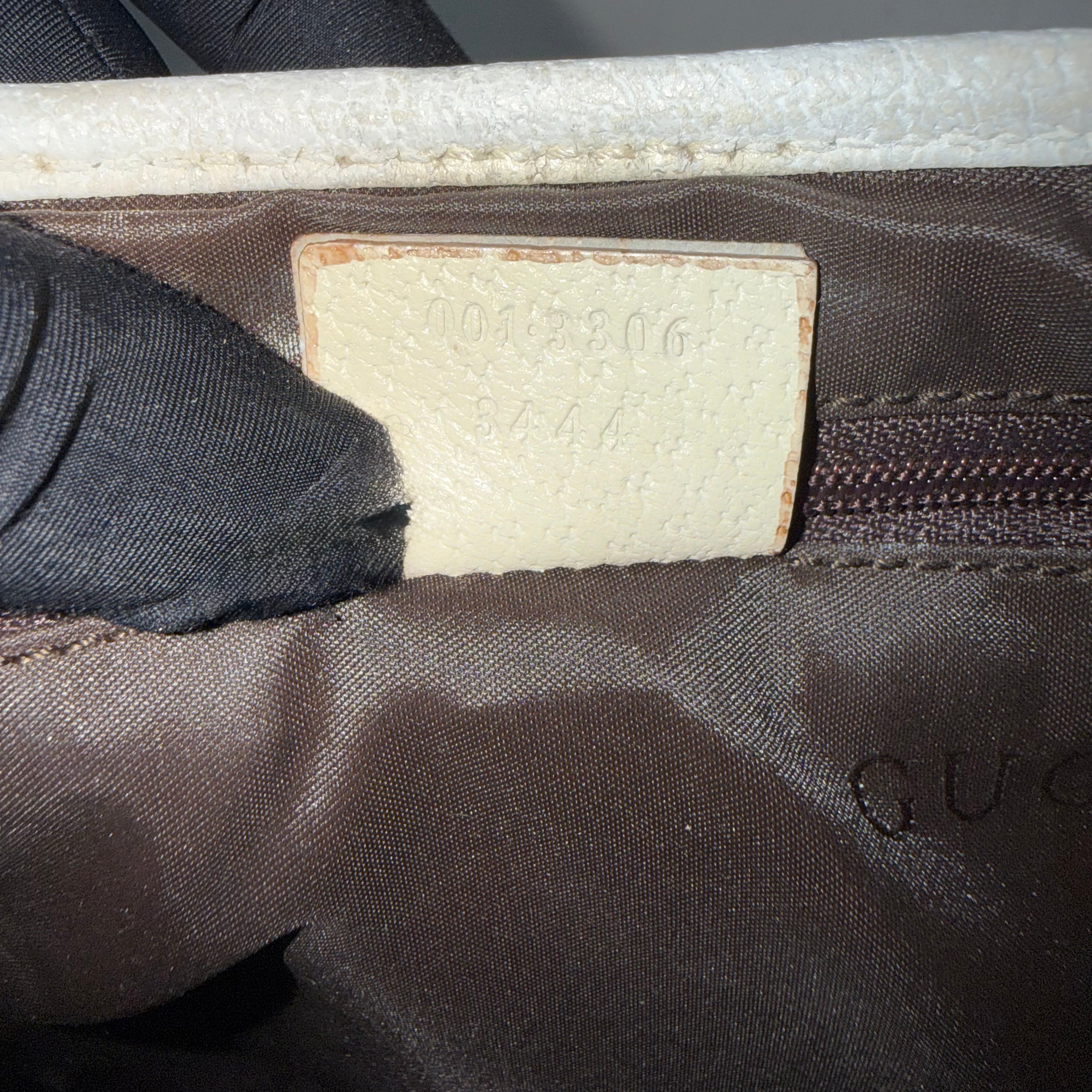 Gucci Jackie White Leather and Beige Canvas Bag