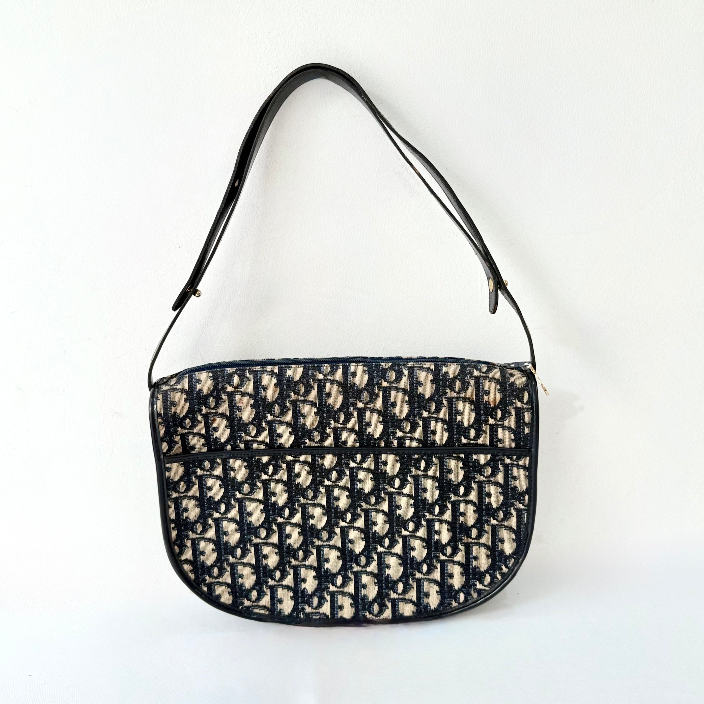 Christian Dior Trotter Navy Blue Canvas Shoulder Bag