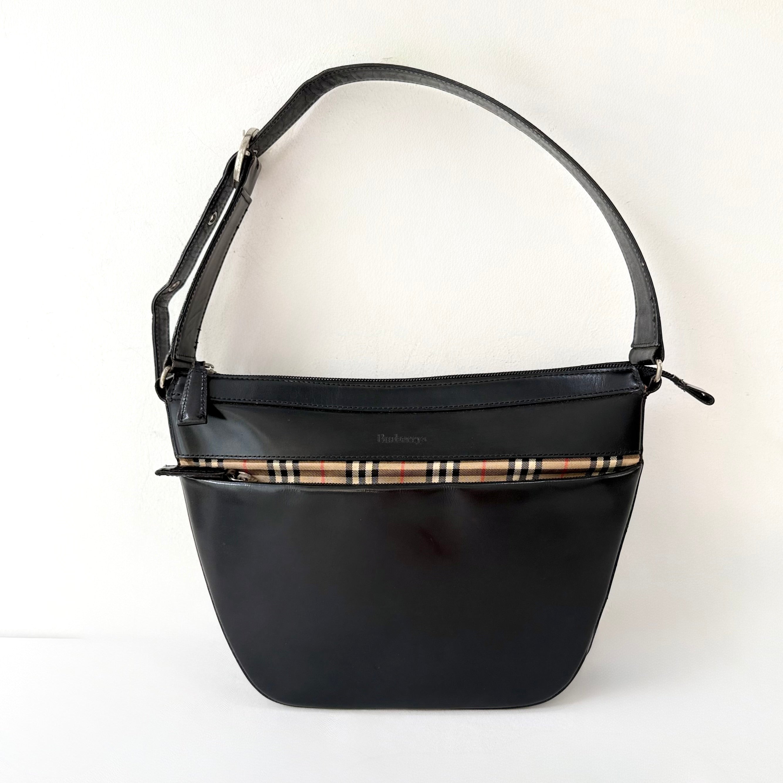 Burberry house check trimmed leather shoulder bag