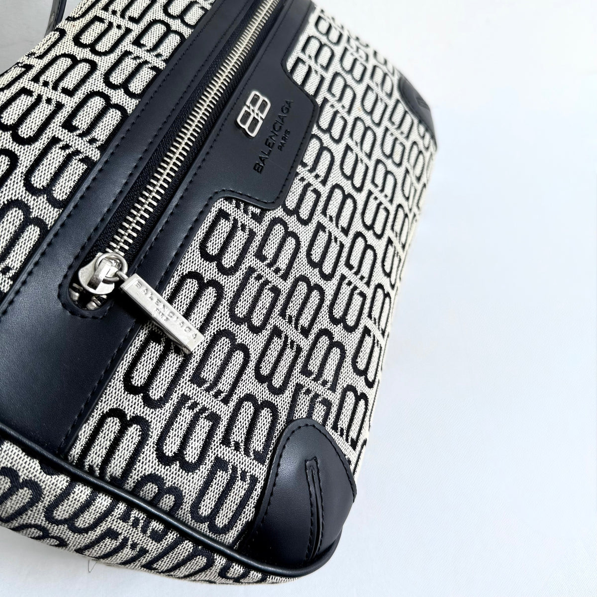 Balenciaga Monogram Jacquard Shoulder Bag Grey