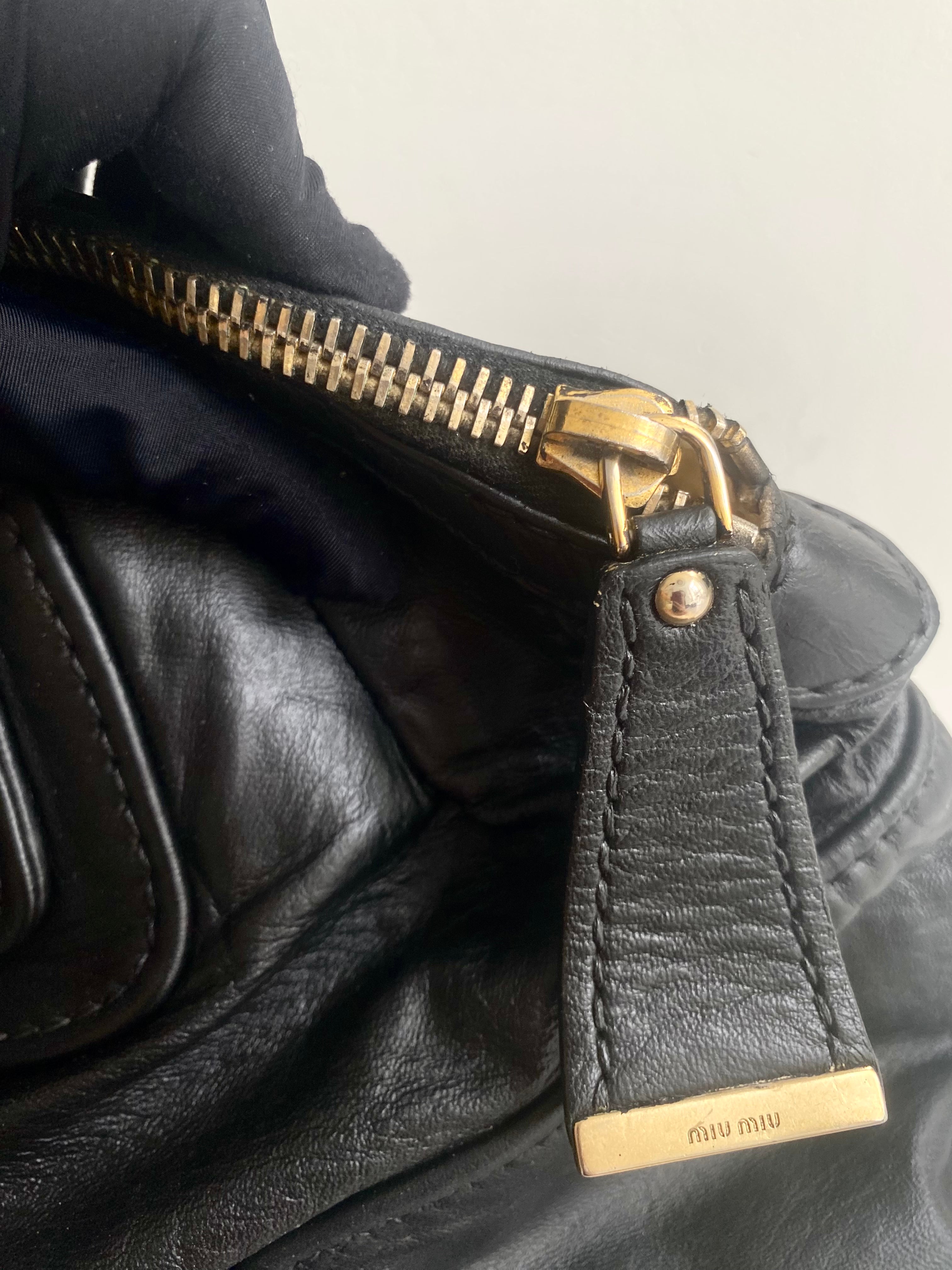 Miu Miu Vitello Black Leather Shoulder Bag