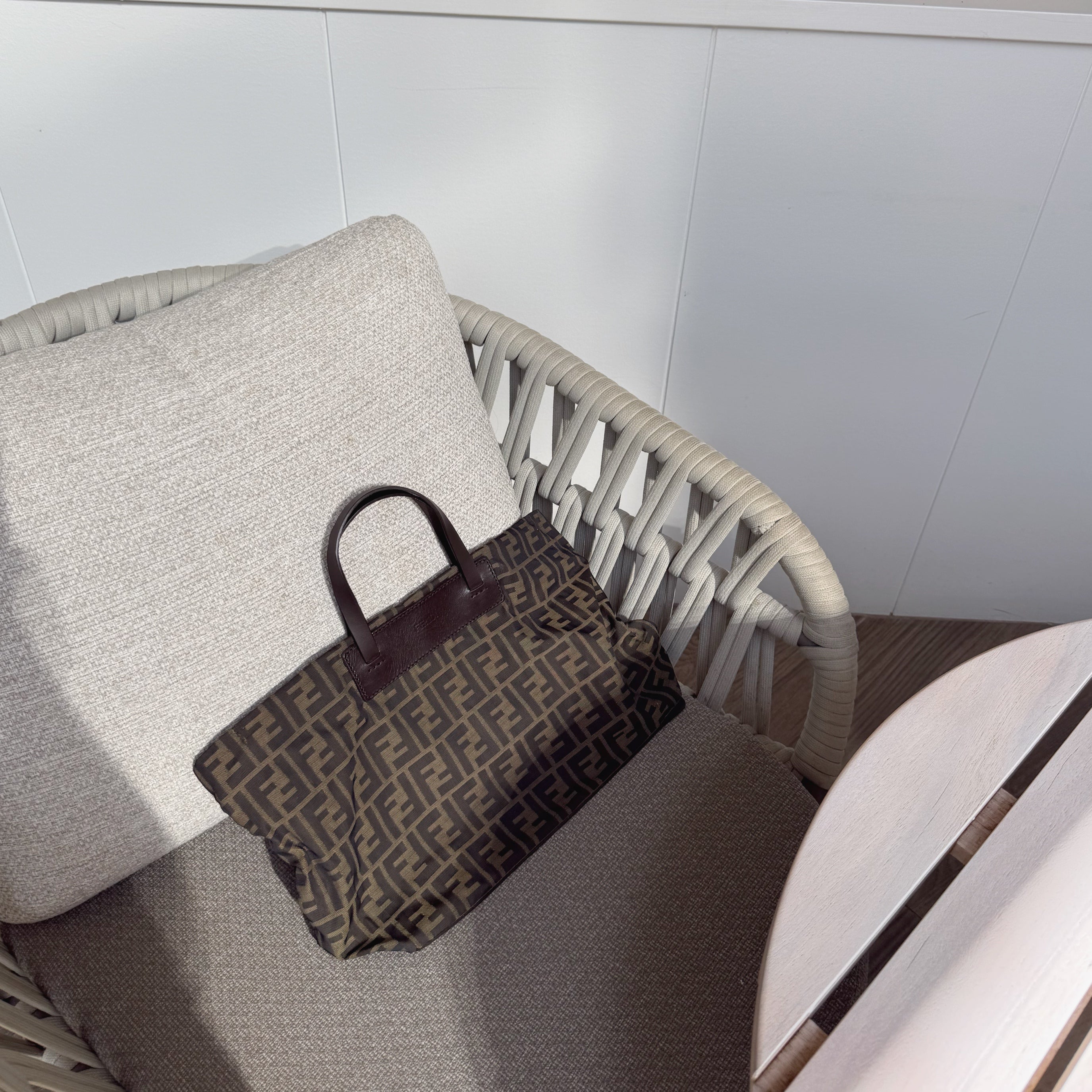 Fendi Brown Zucca FF Canvas Leather Trim