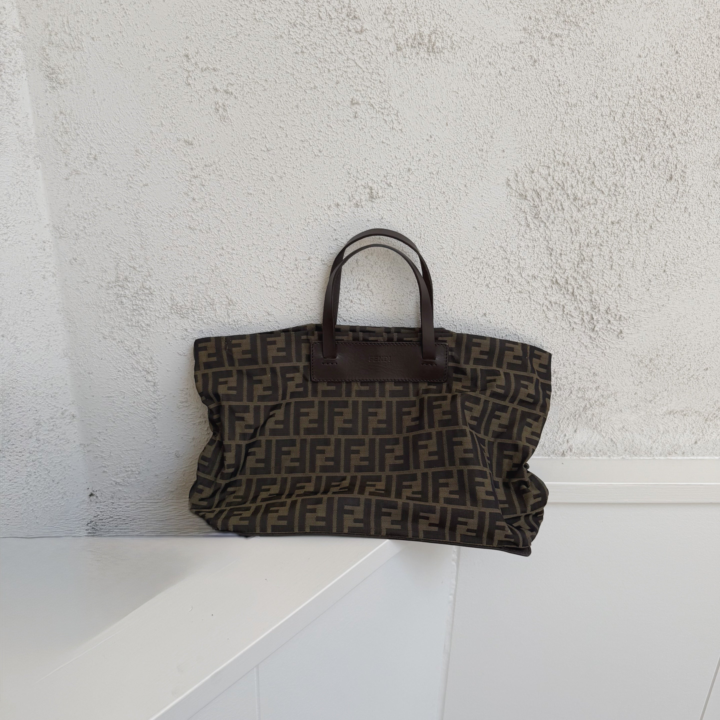 Fendi Brown Zucca FF Canvas Leather Trim