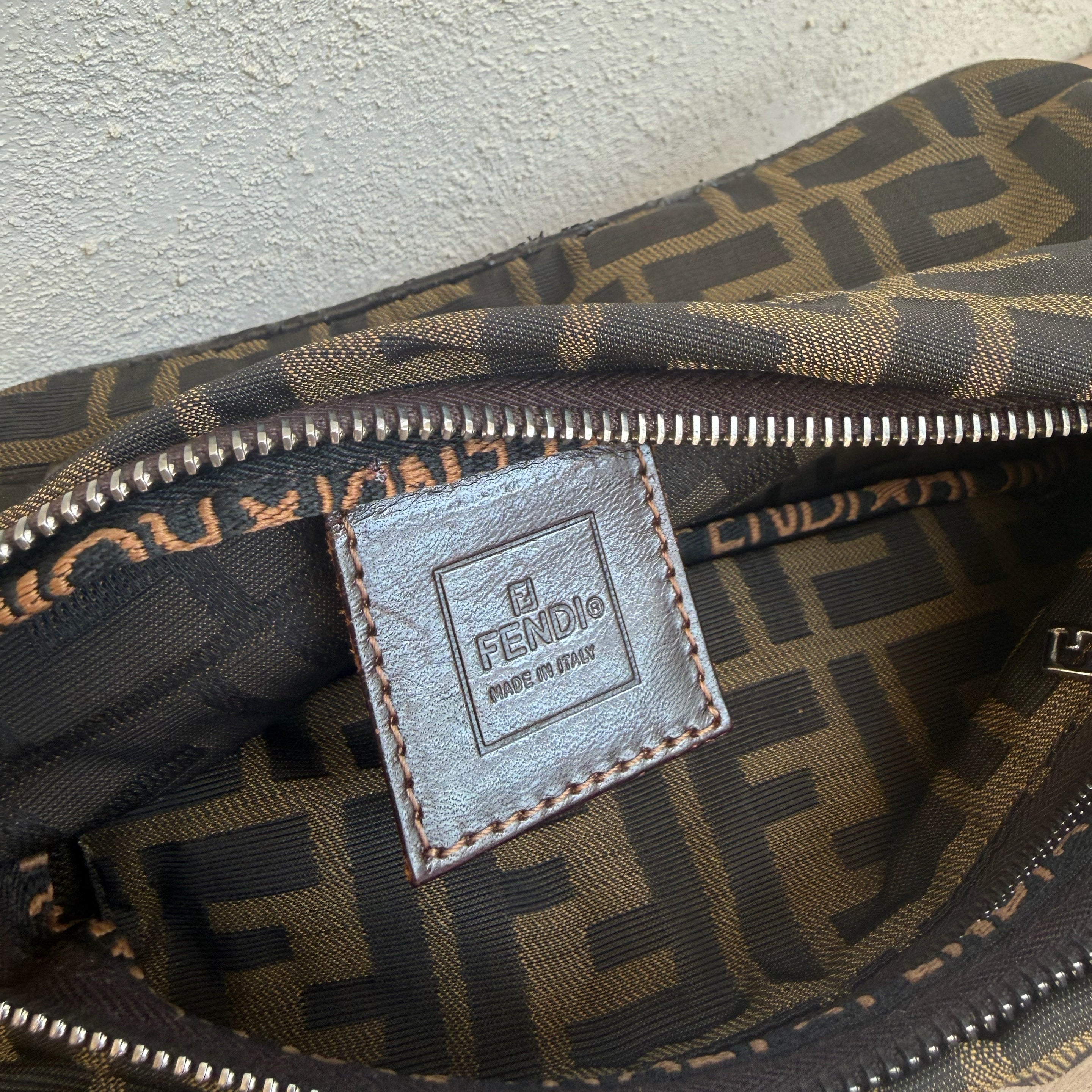 Fendi Brown Zucca Mini Baguette Shoulder Bag