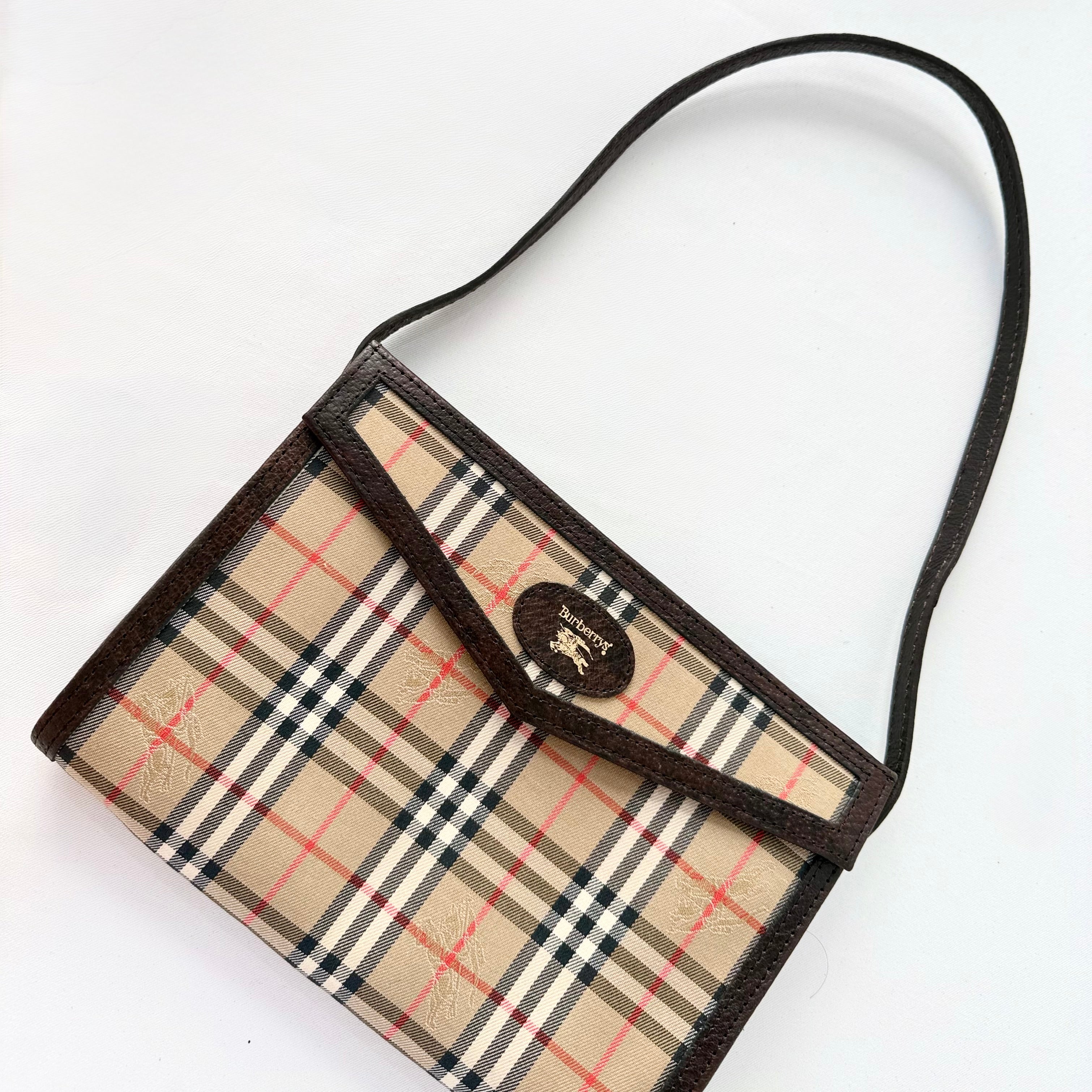 Burberry Vintage Haymarket Check Canvas Envelope Shoulder Bag