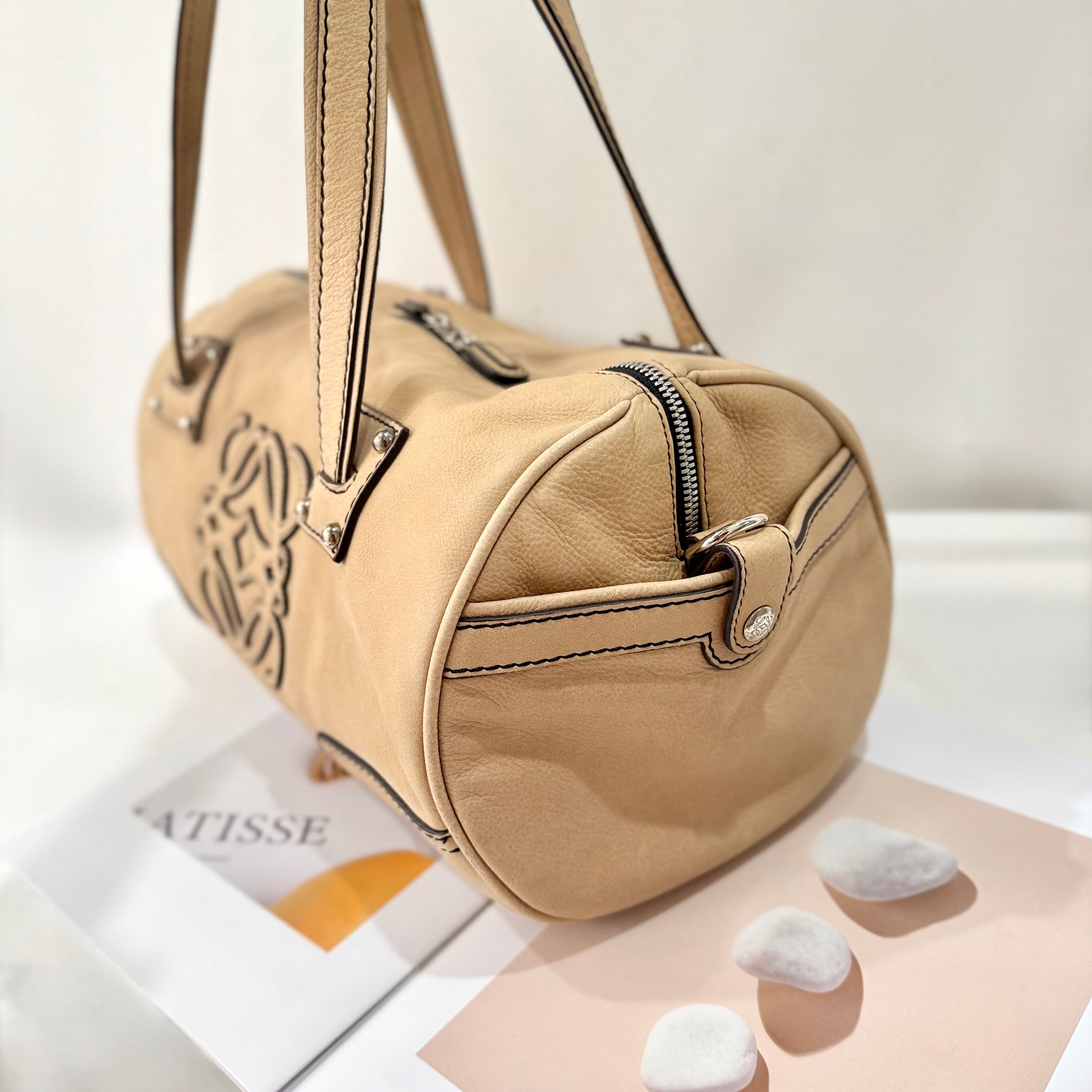 Loewe Signature Anagram Beige Leather Shoulder Bag