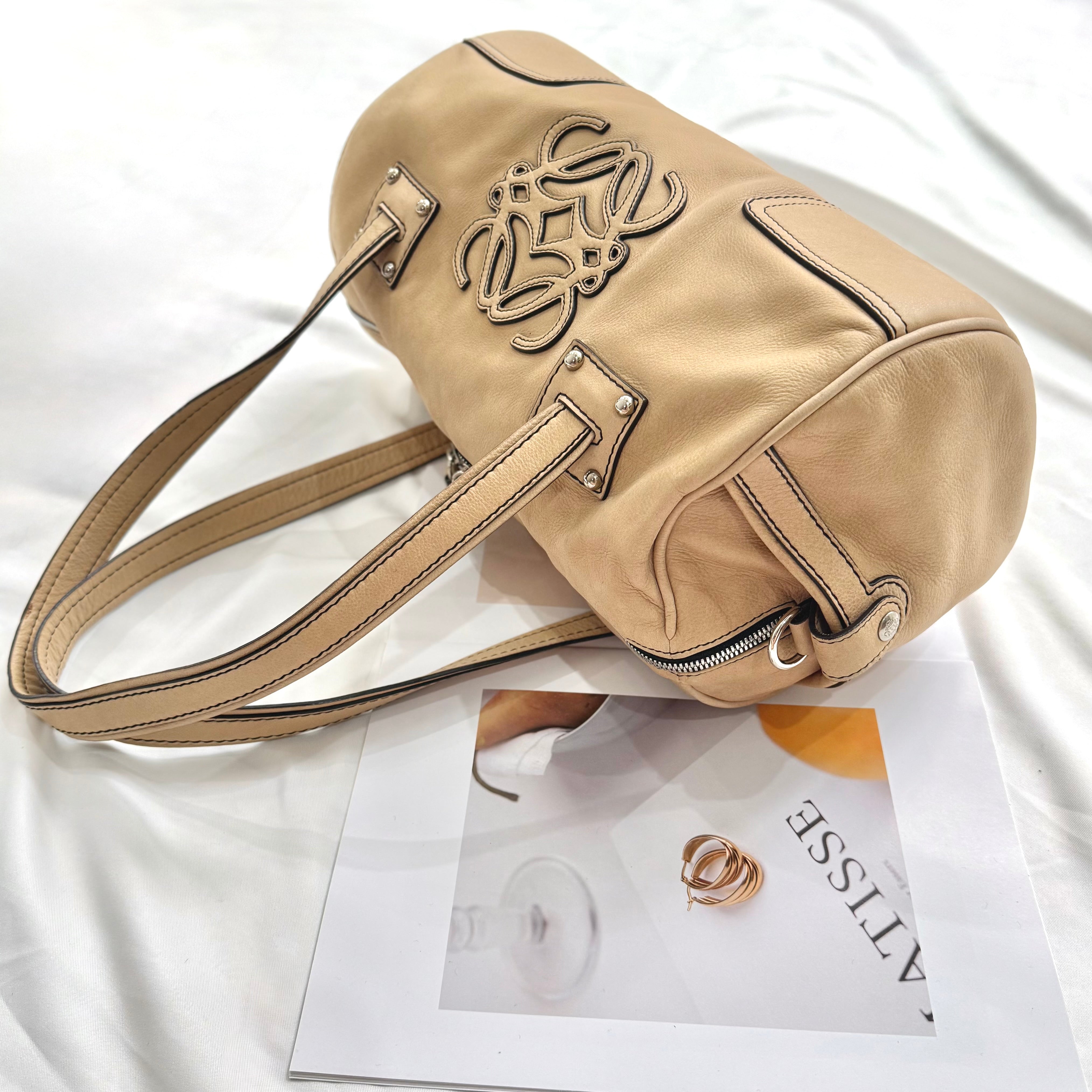 Loewe Signature Anagram Beige Leather Shoulder Bag