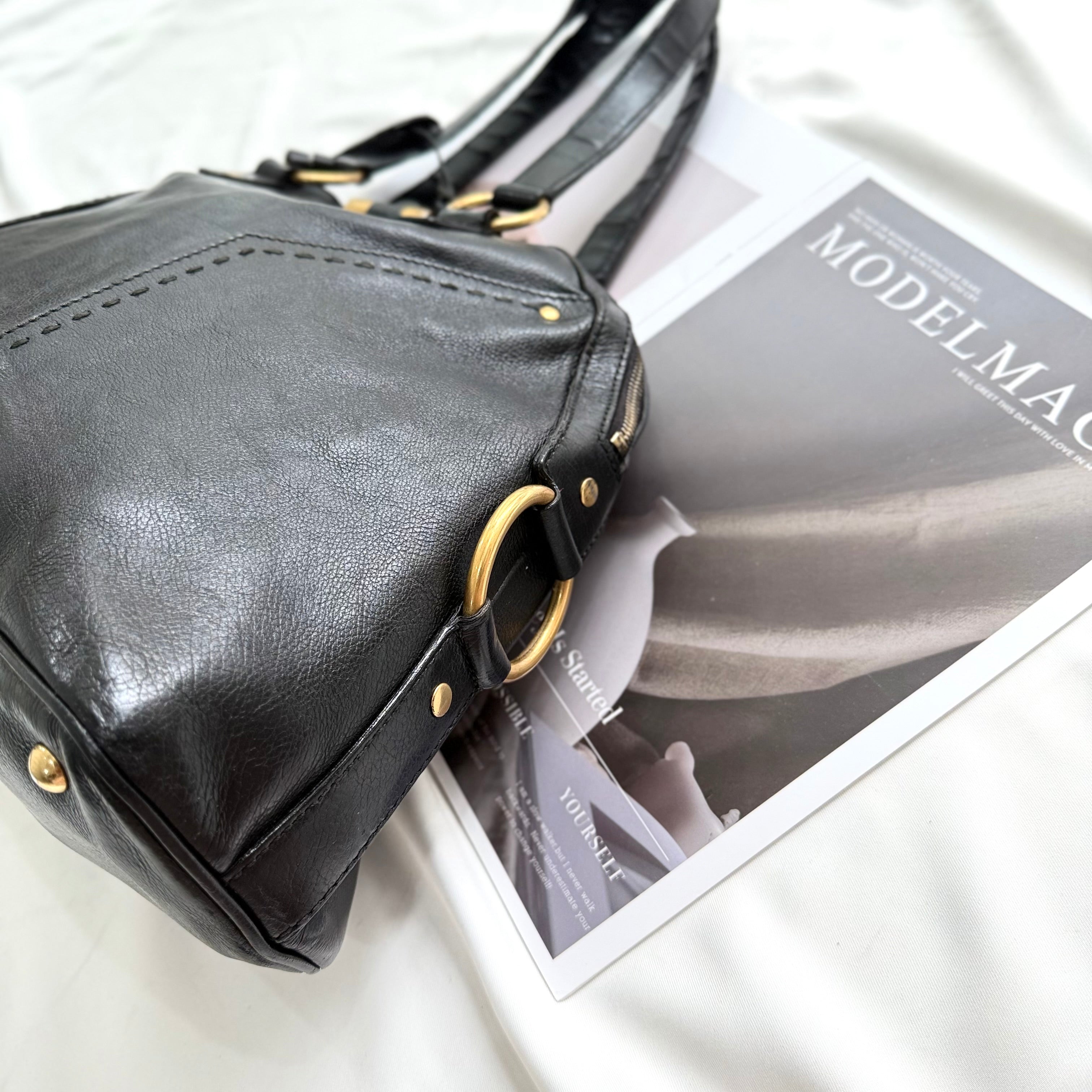 YVES SAINT LAURENT BLACK MUSE TOTE BAG