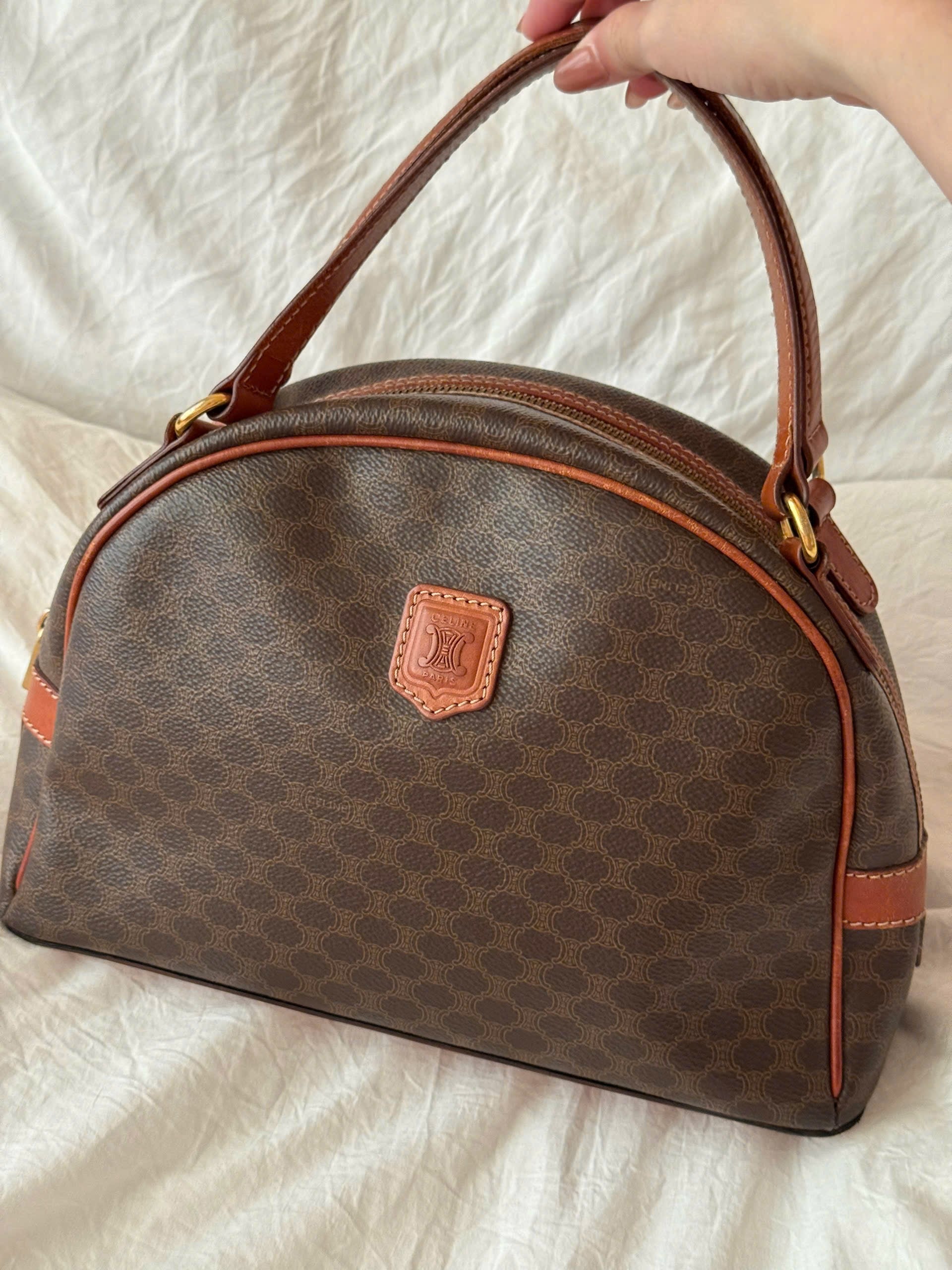 Celine Triomphe Macadam Vintage Bowling Bag