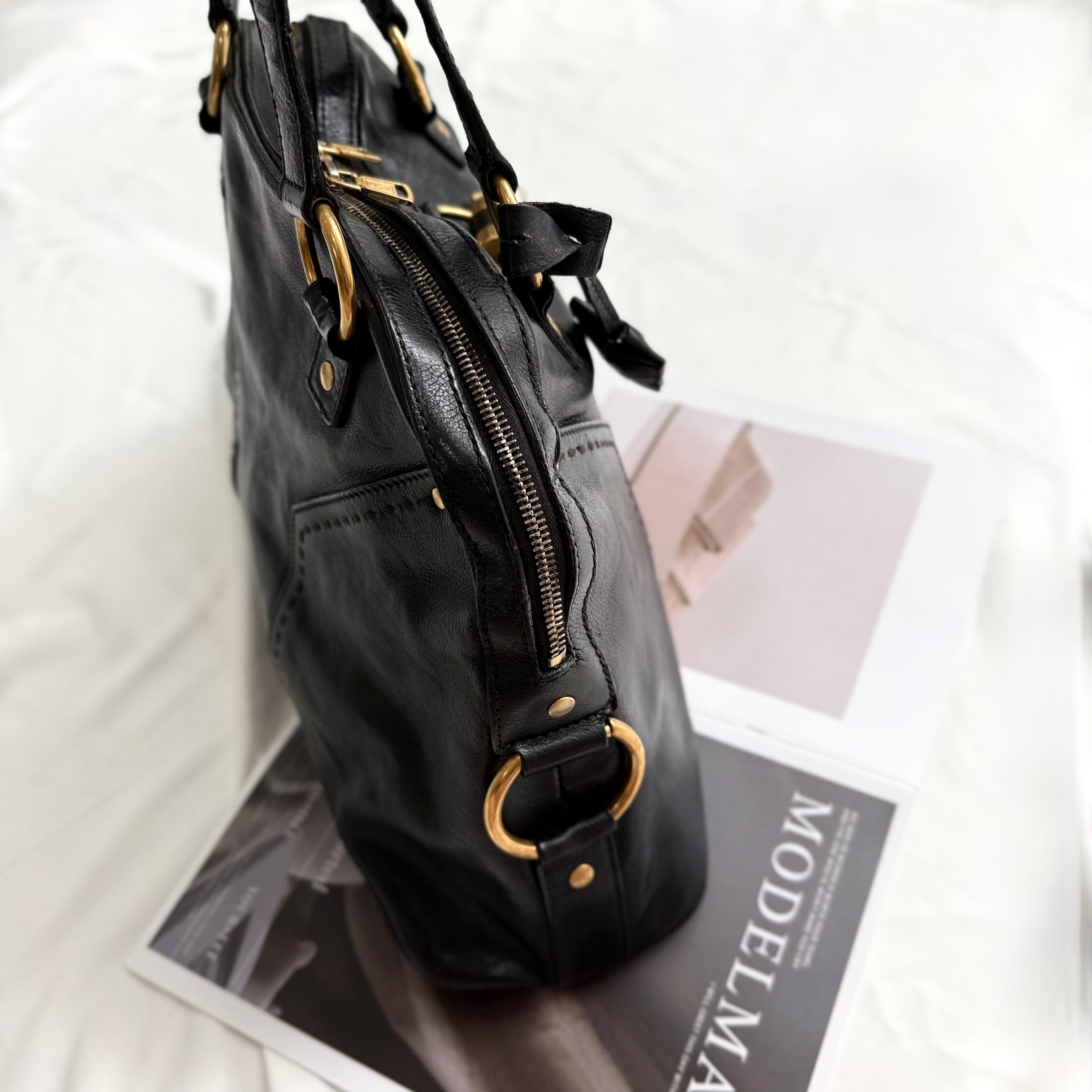 YVES SAINT LAURENT BLACK MUSE TOTE BAG