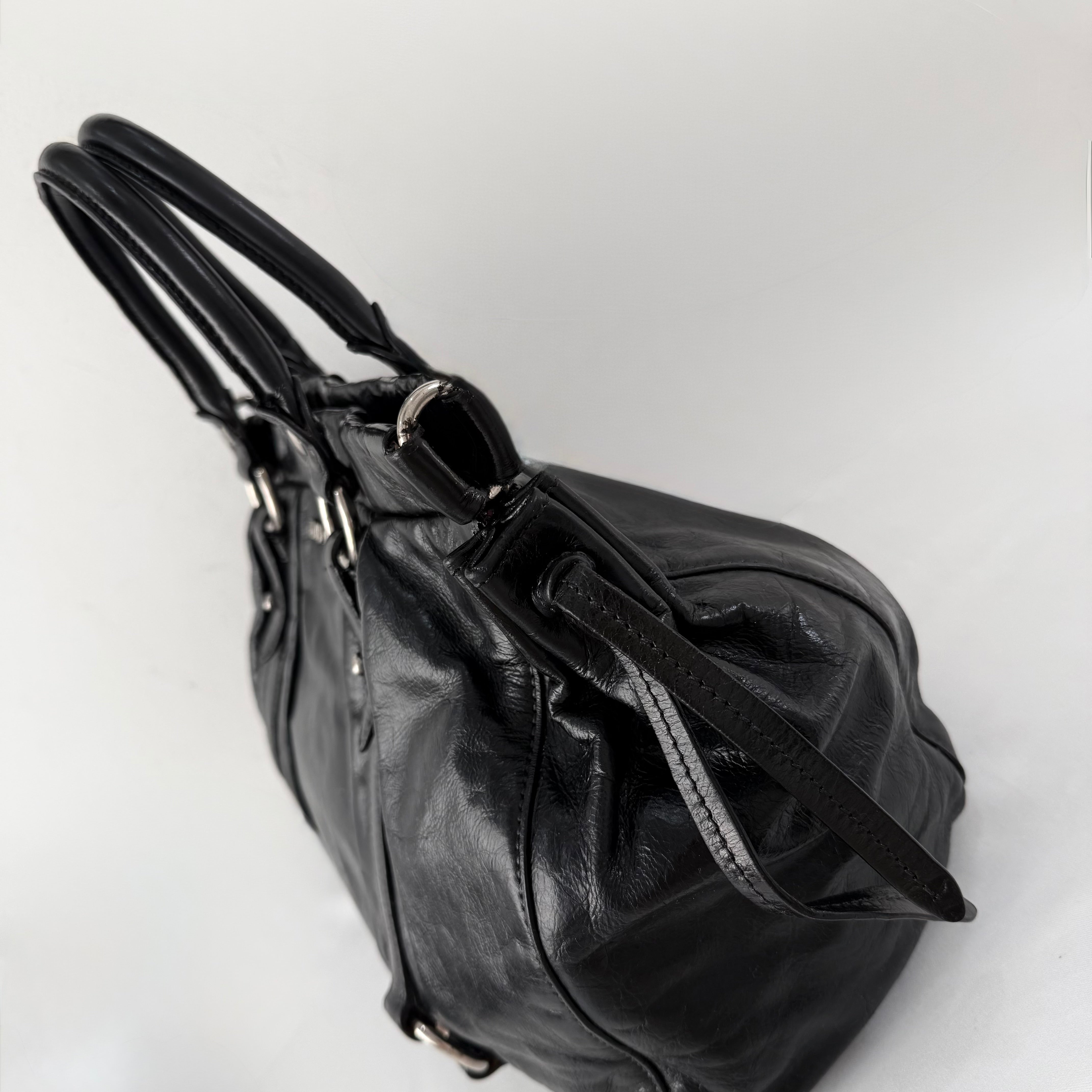 (RESERVE) Miu Miu Vitello Lux Gathered Tote Black