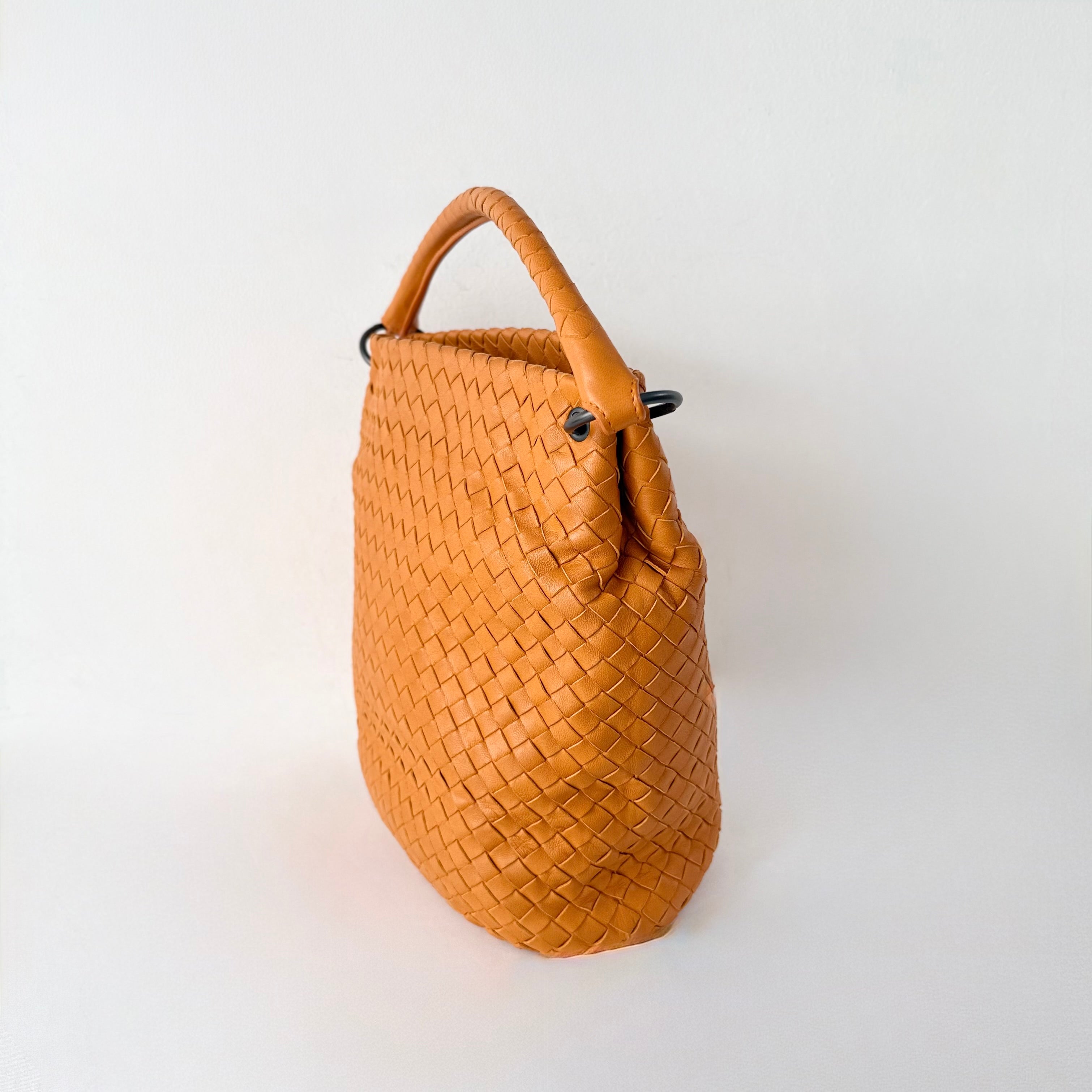 Bottega Veneta Orange Intrecciato Leather Bella Tote