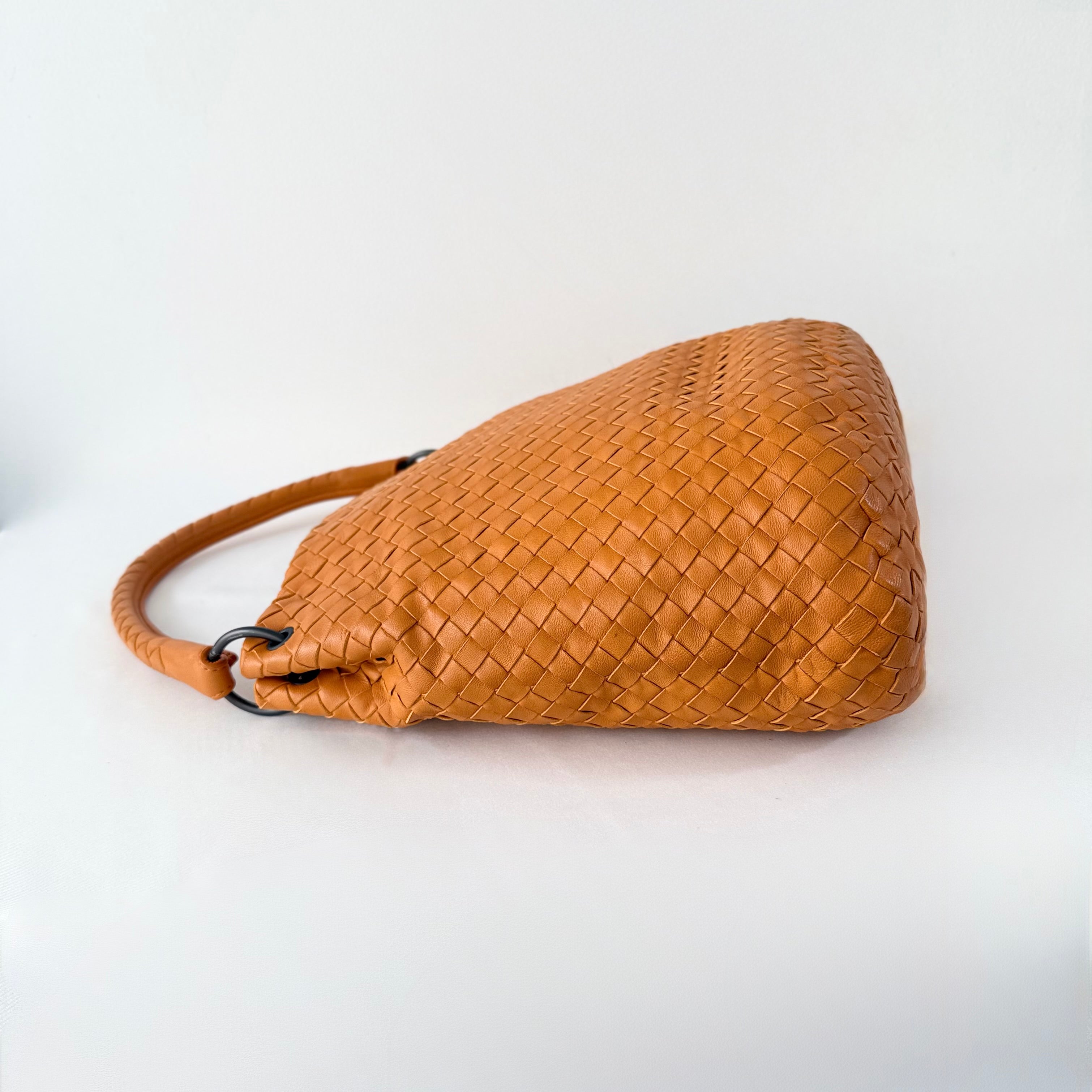 Bottega Veneta Orange Intrecciato Leather Bella Tote