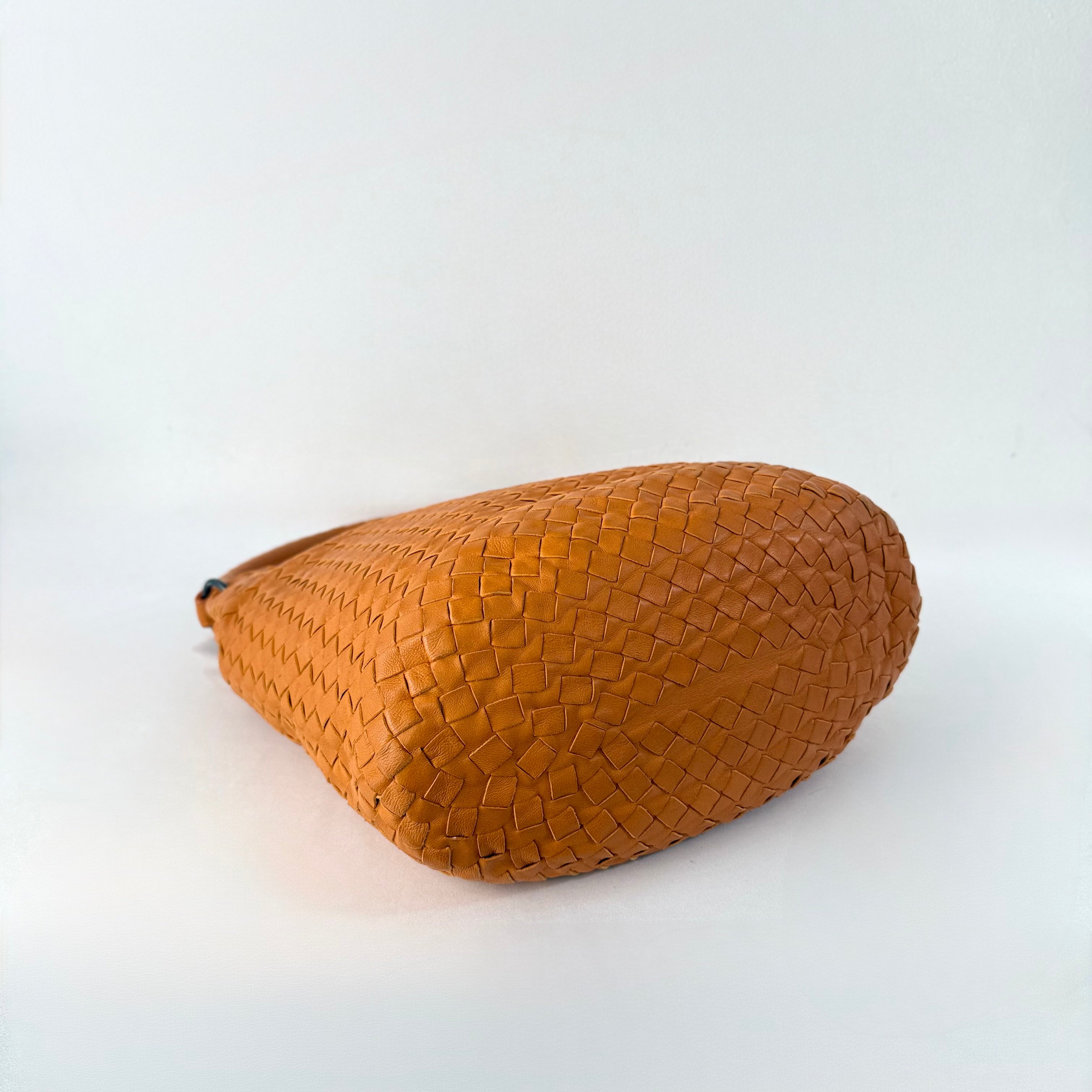 Bottega Veneta Orange Intrecciato Leather Bella Tote