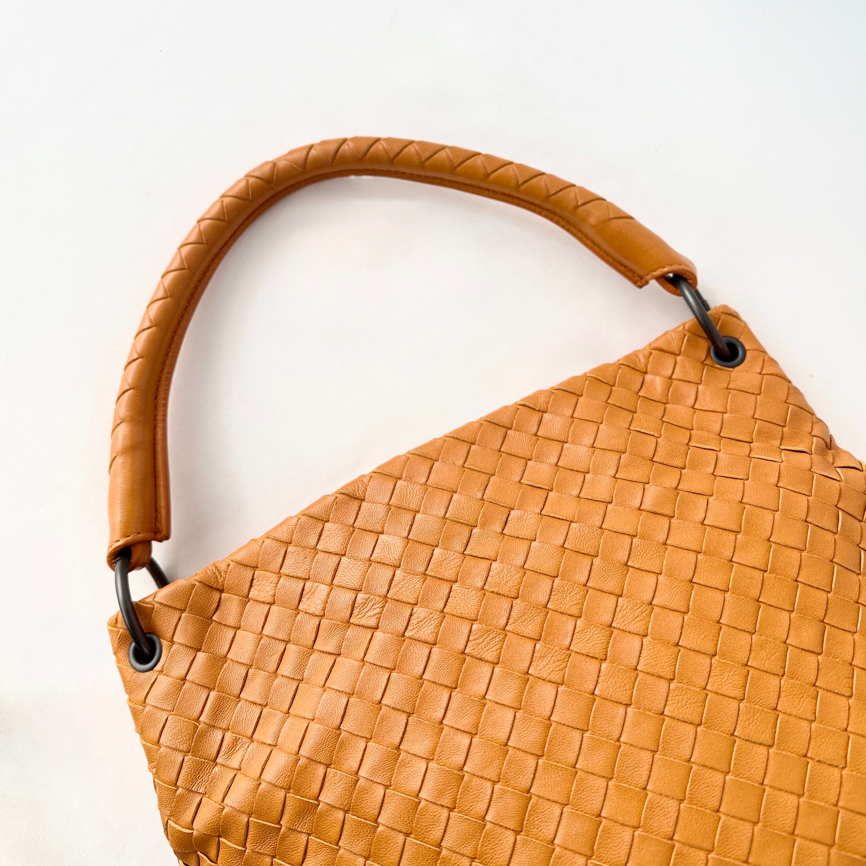Bottega Veneta Orange Intrecciato Leather Bella Tote