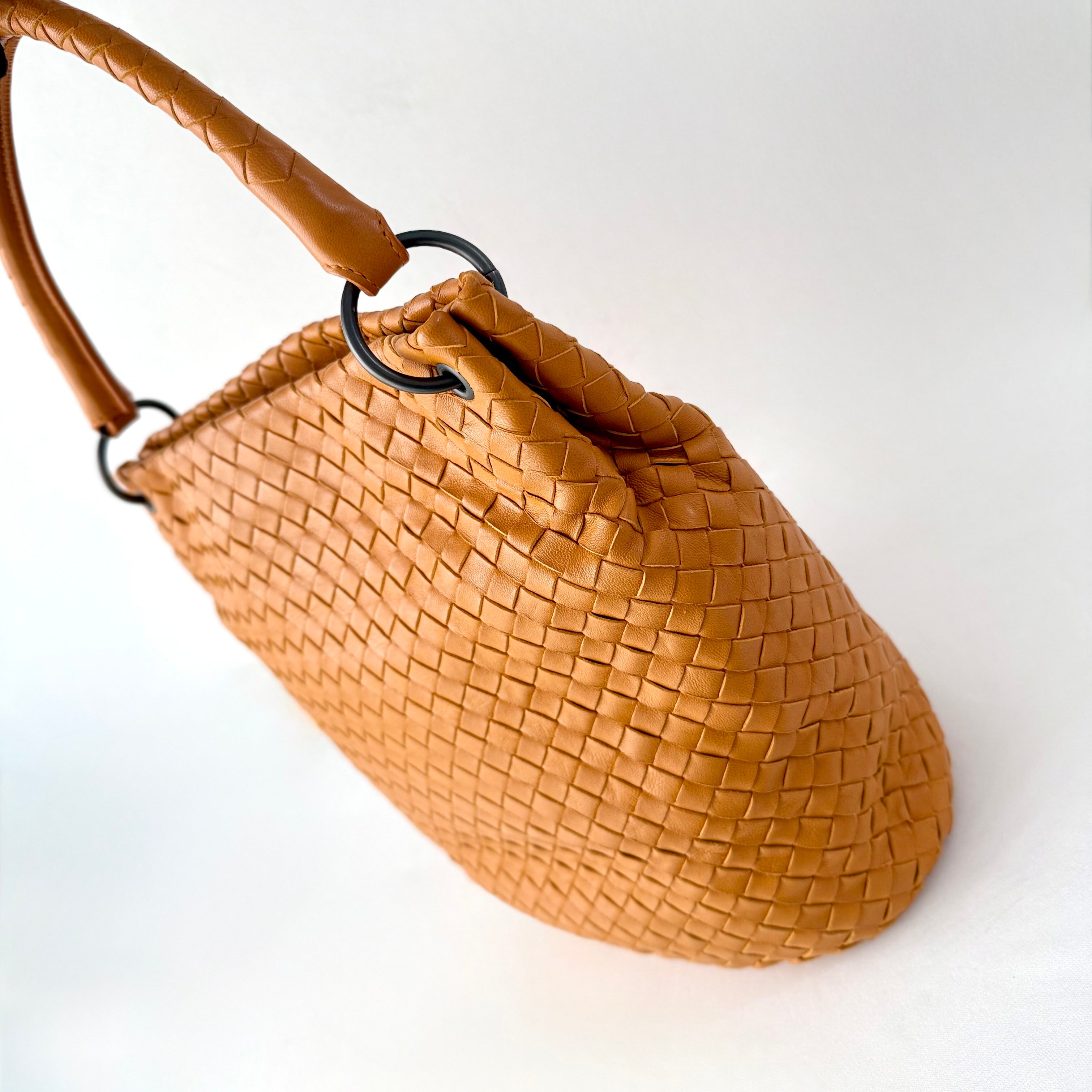 Bottega Veneta Orange Intrecciato Leather Bella Tote