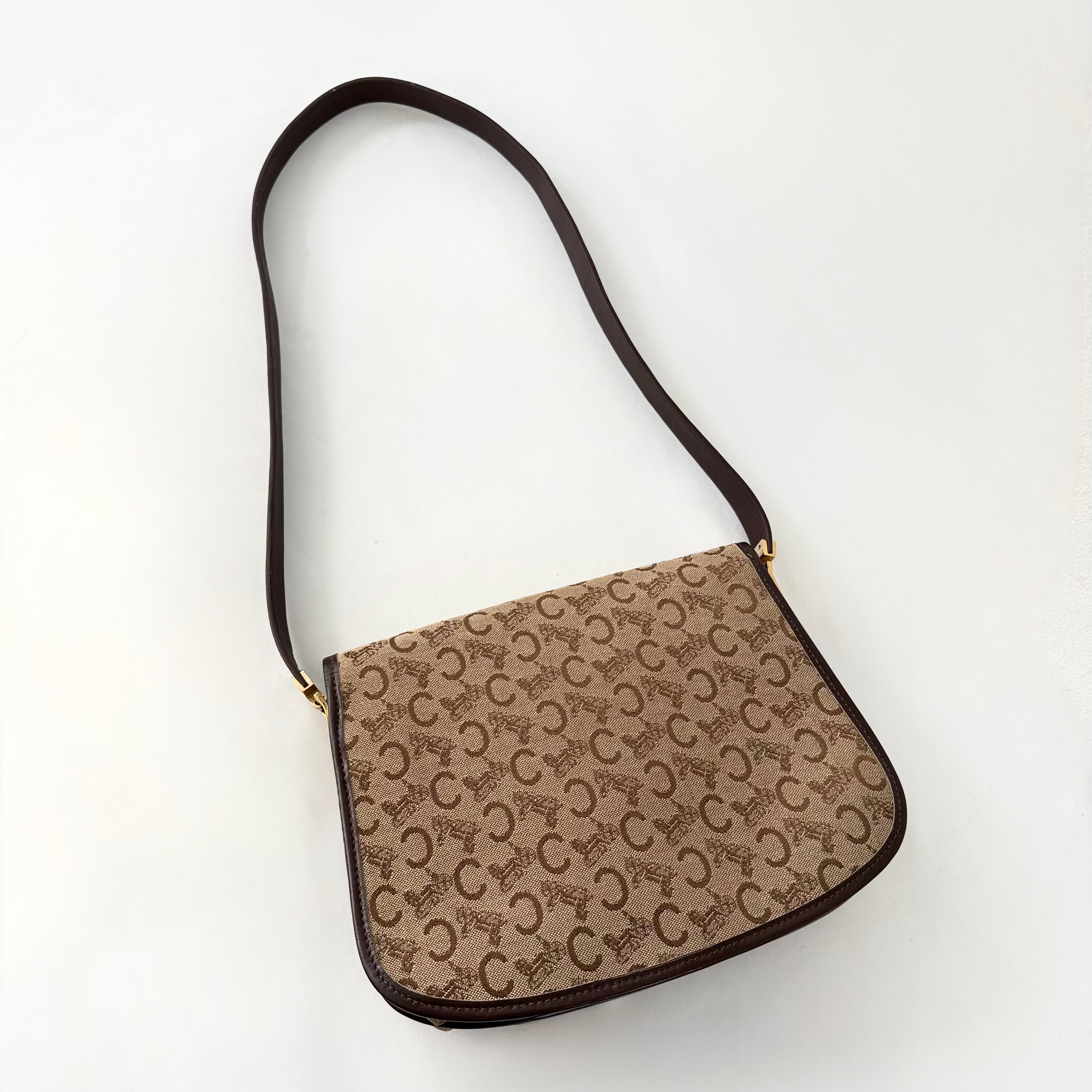CELINE C Sulky Shoulder Bag Canvas Brown Shoulder Bag