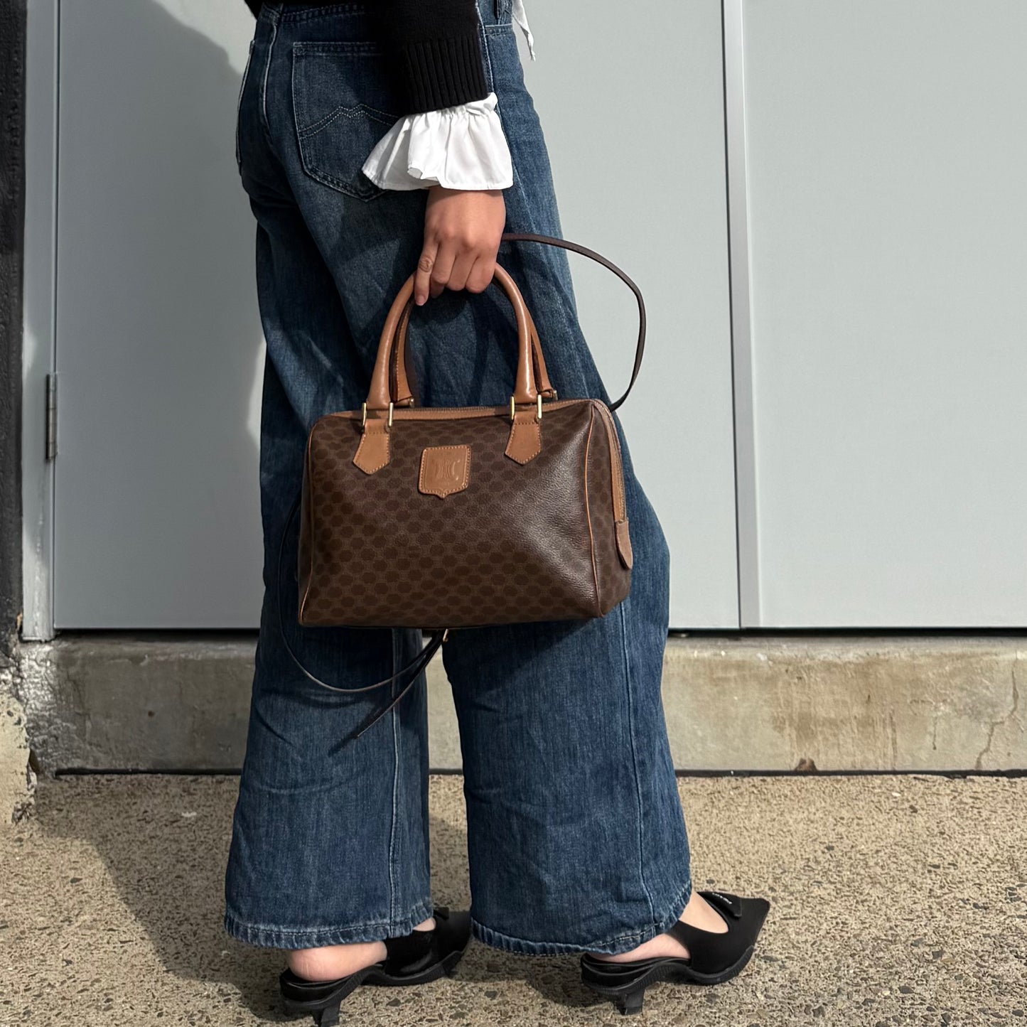 Celine Brown Macadam Mini Boston Bag