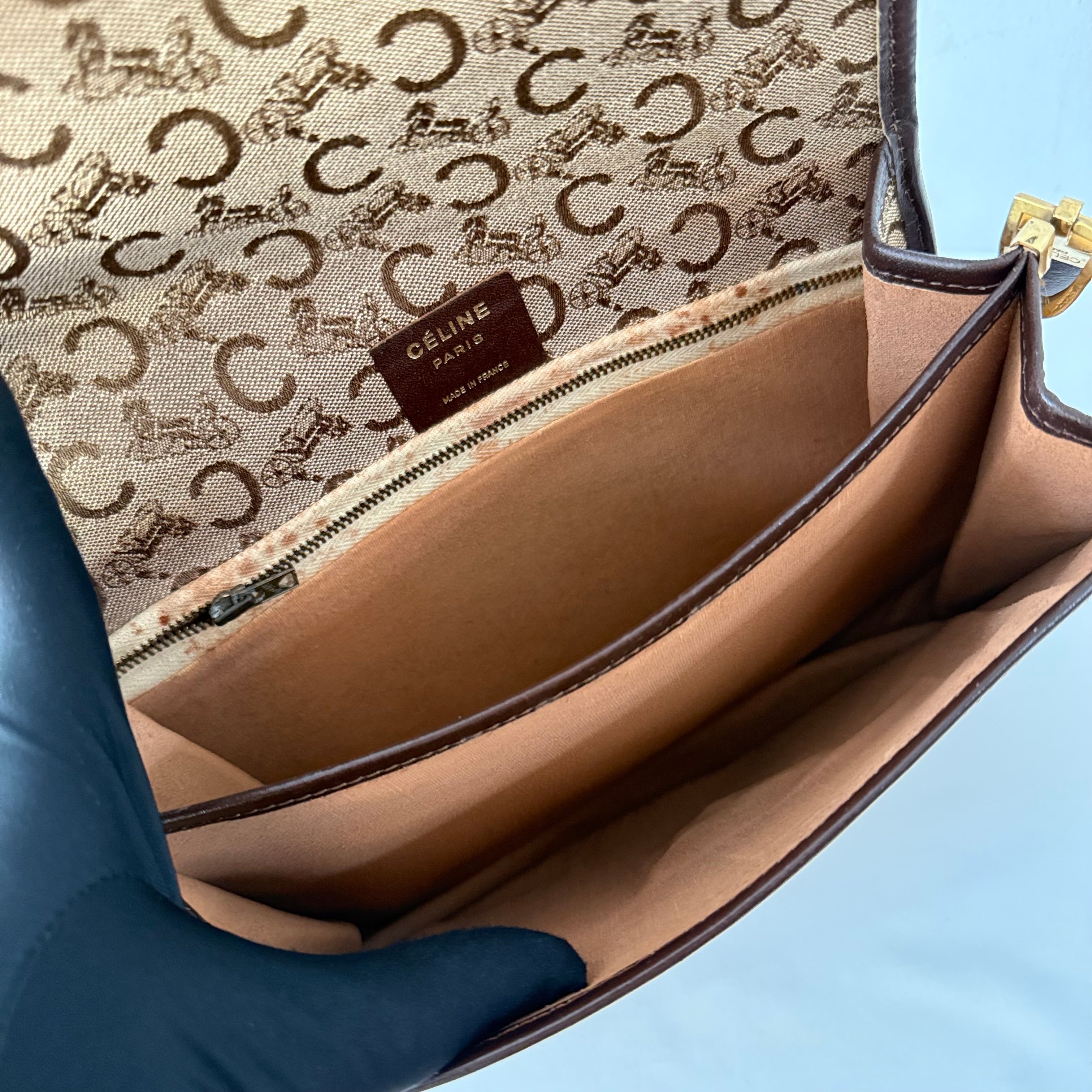 CELINE C Sulky Shoulder Bag Canvas Brown Shoulder Bag
