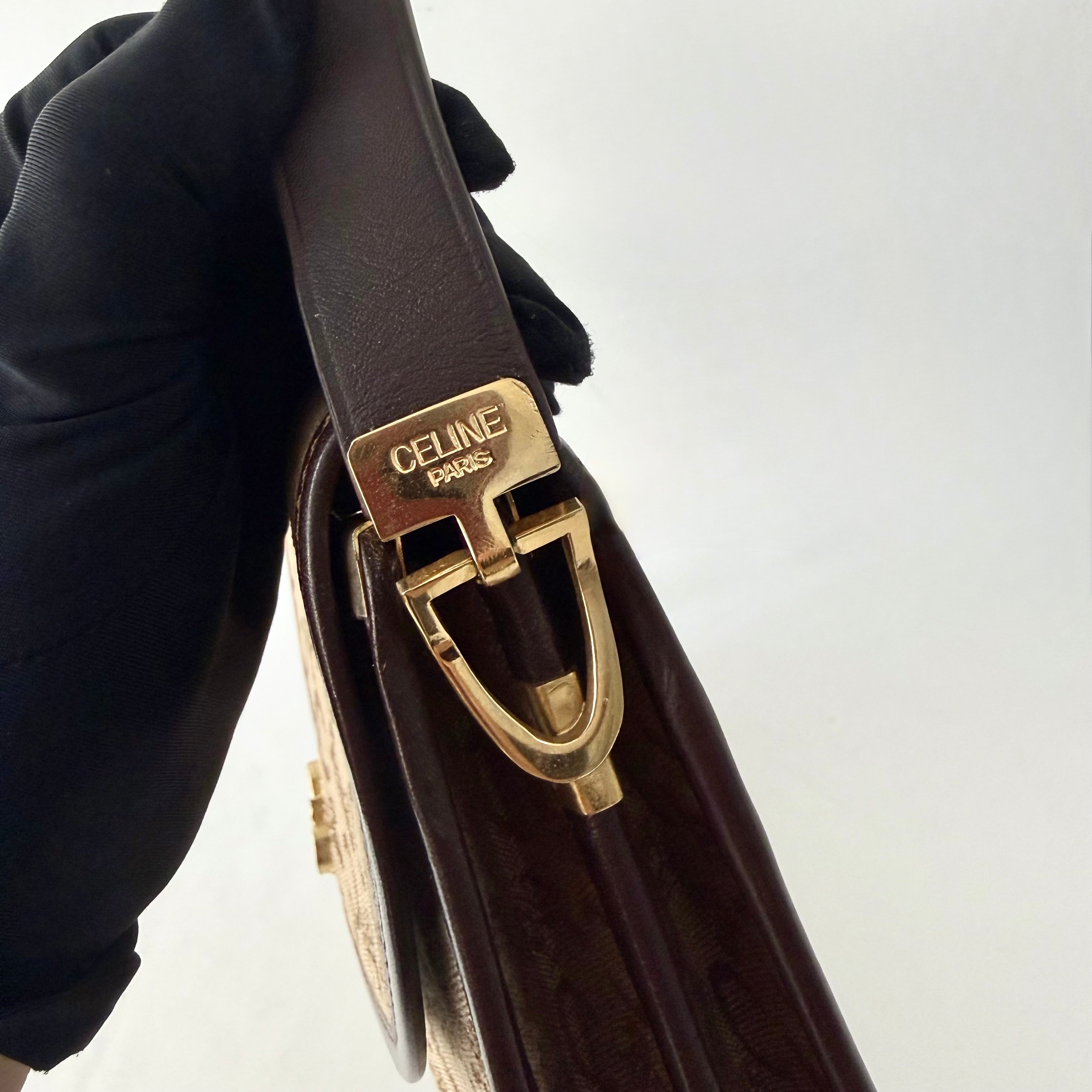 CELINE C Sulky Shoulder Bag Canvas Brown Shoulder Bag