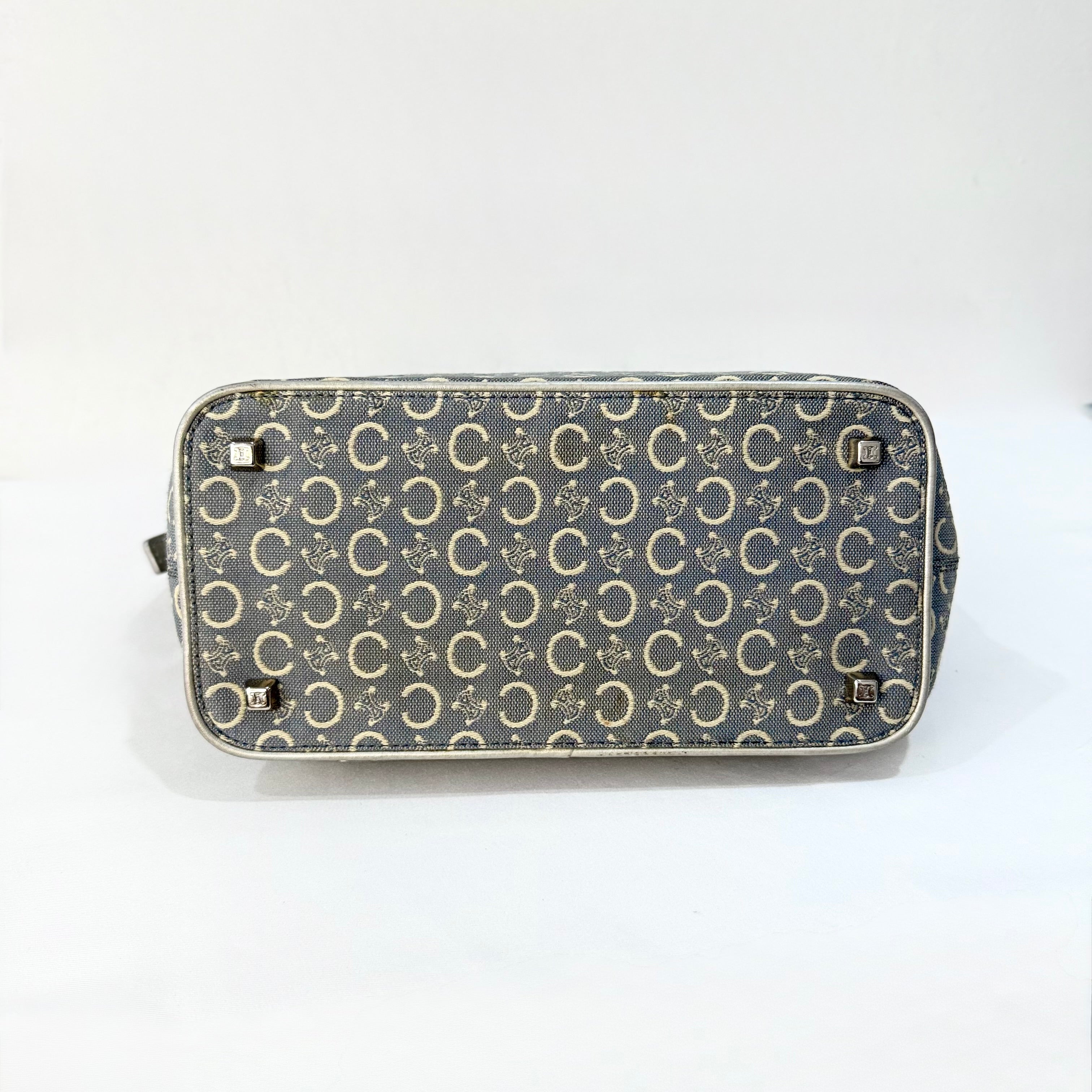 CELINE “C” MONOGRAM BLUE CANVAS SHOULDER BAG