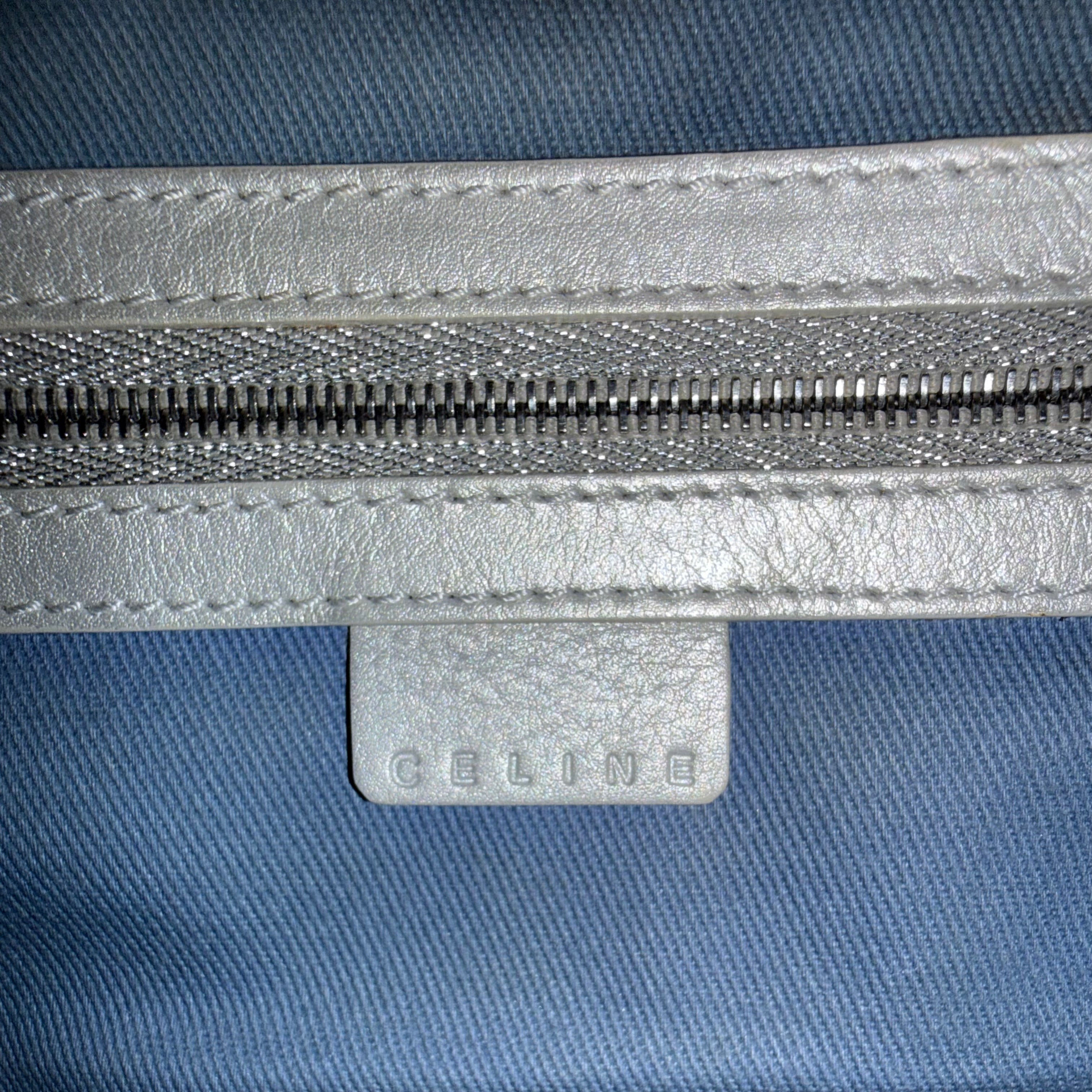 CELINE “C” MONOGRAM BLUE CANVAS SHOULDER BAG