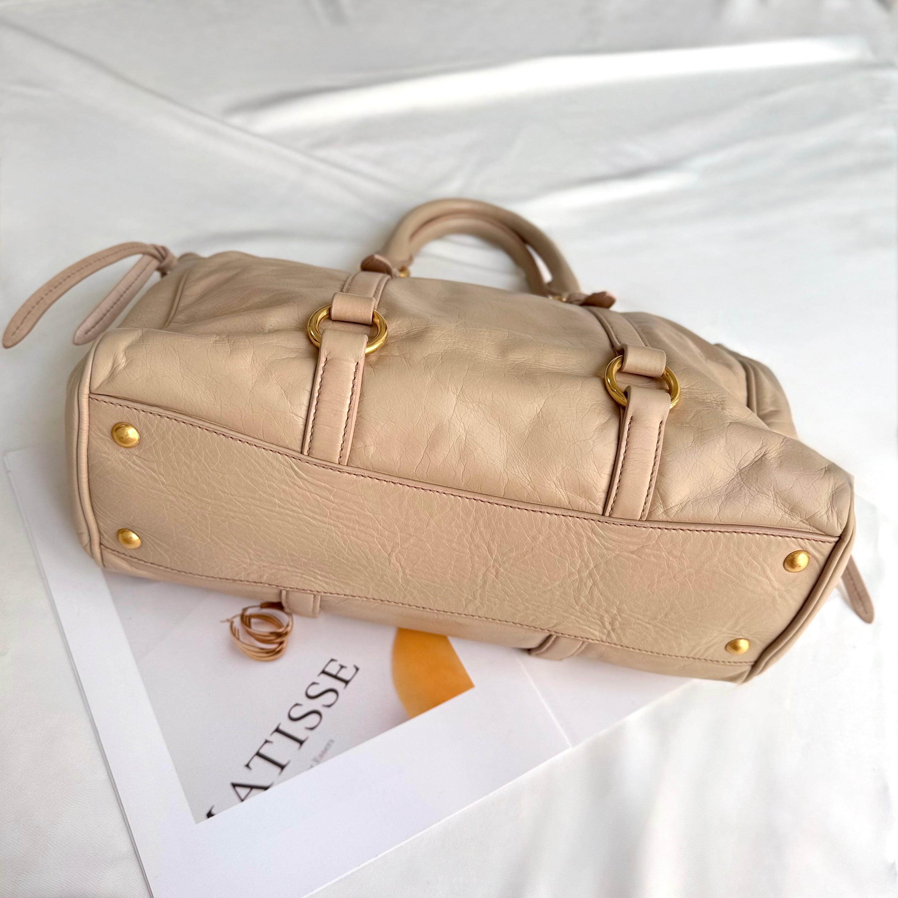 Miu Miu Nude Colour Vitello Lux Bowler Bag