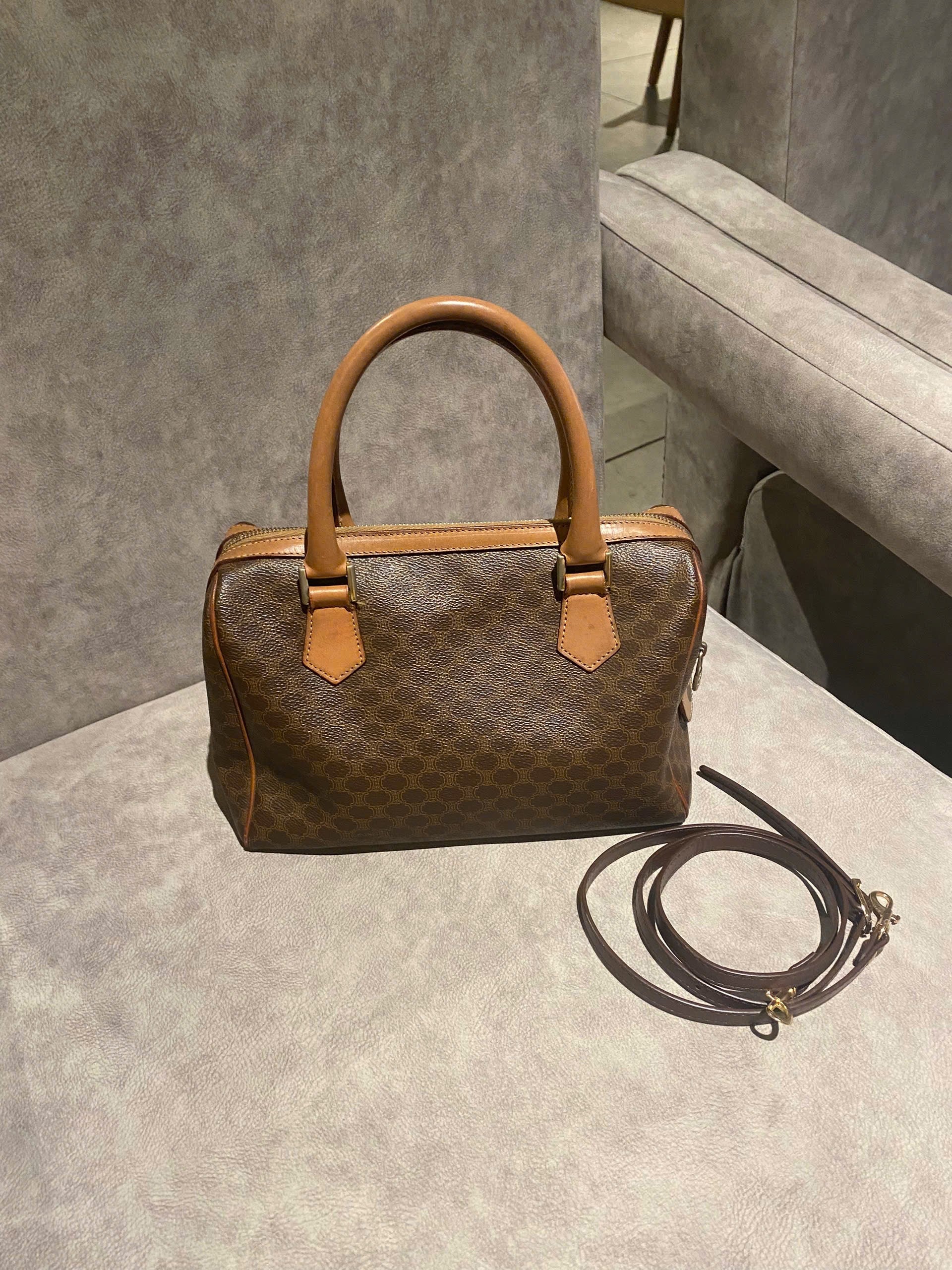 Celine Brown Macadam Mini Boston Bag