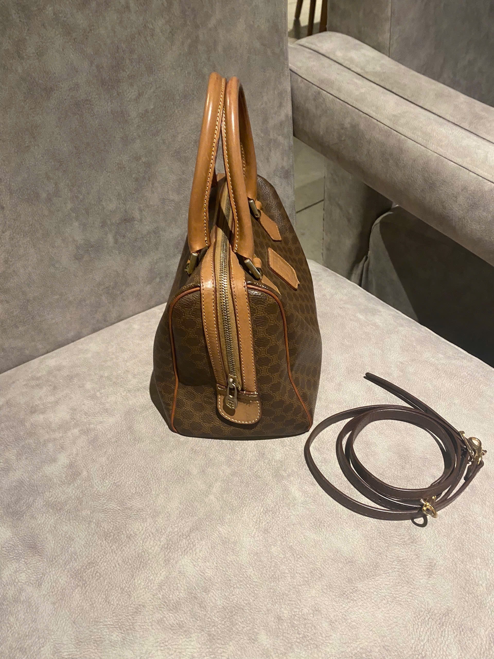 Celine Brown Macadam Mini Boston Bag