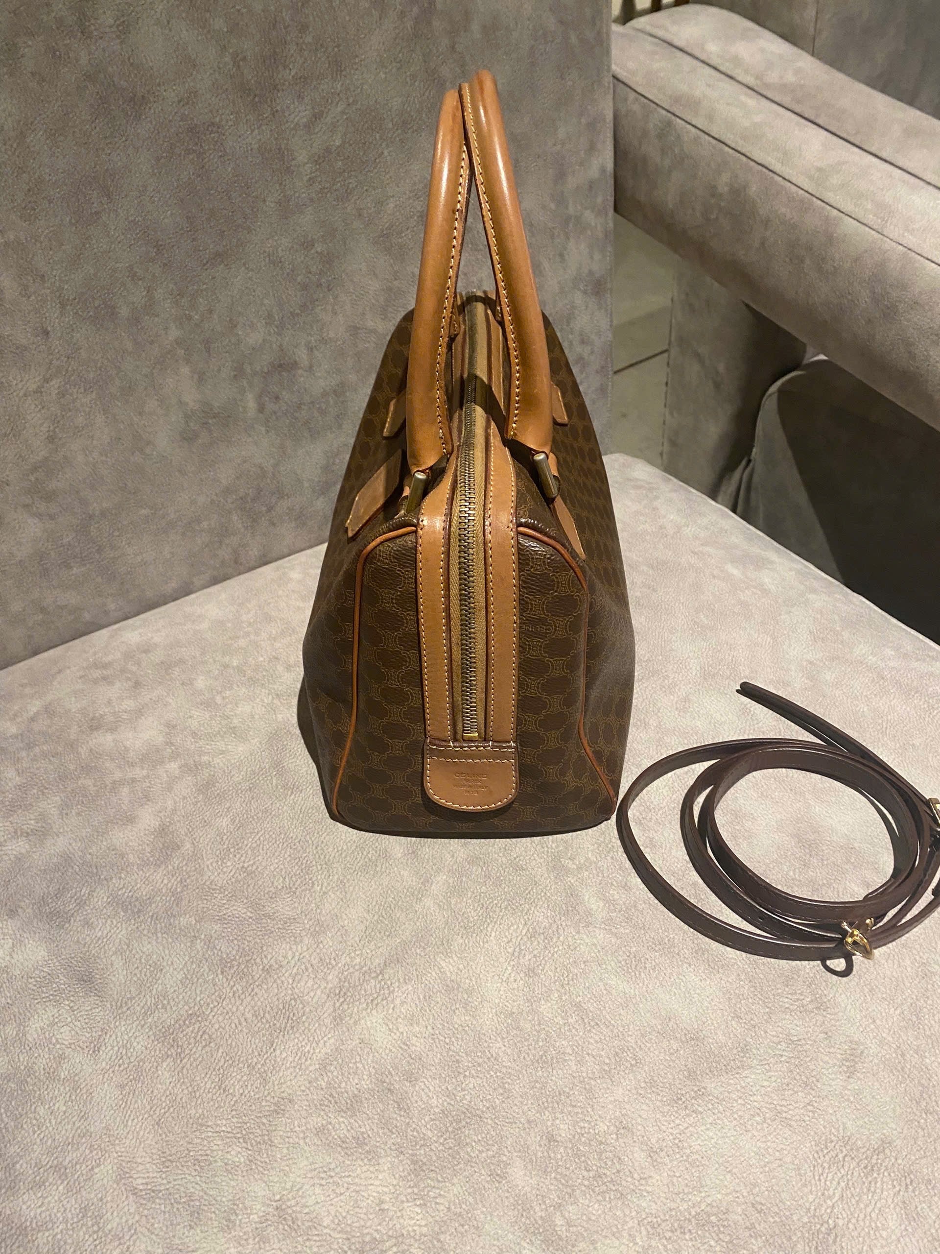 Celine Brown Macadam Mini Boston Bag