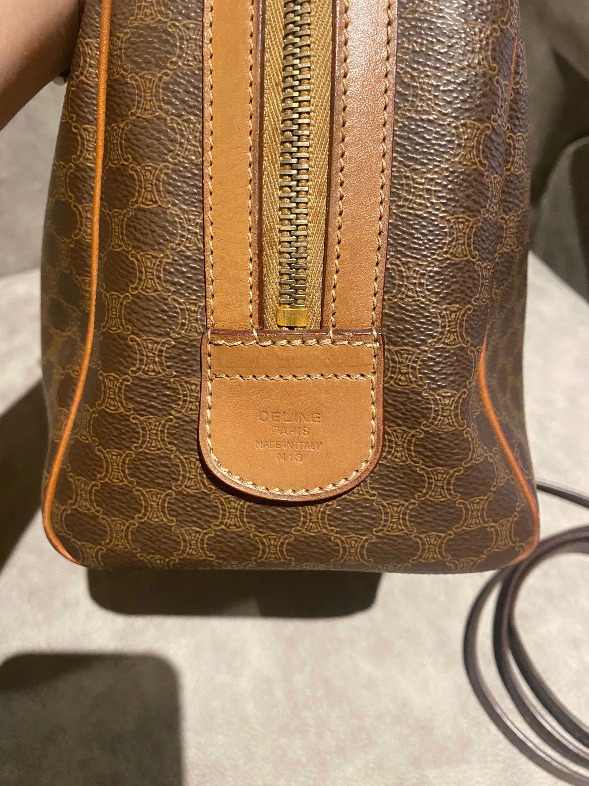 Celine Brown Macadam Mini Boston Bag
