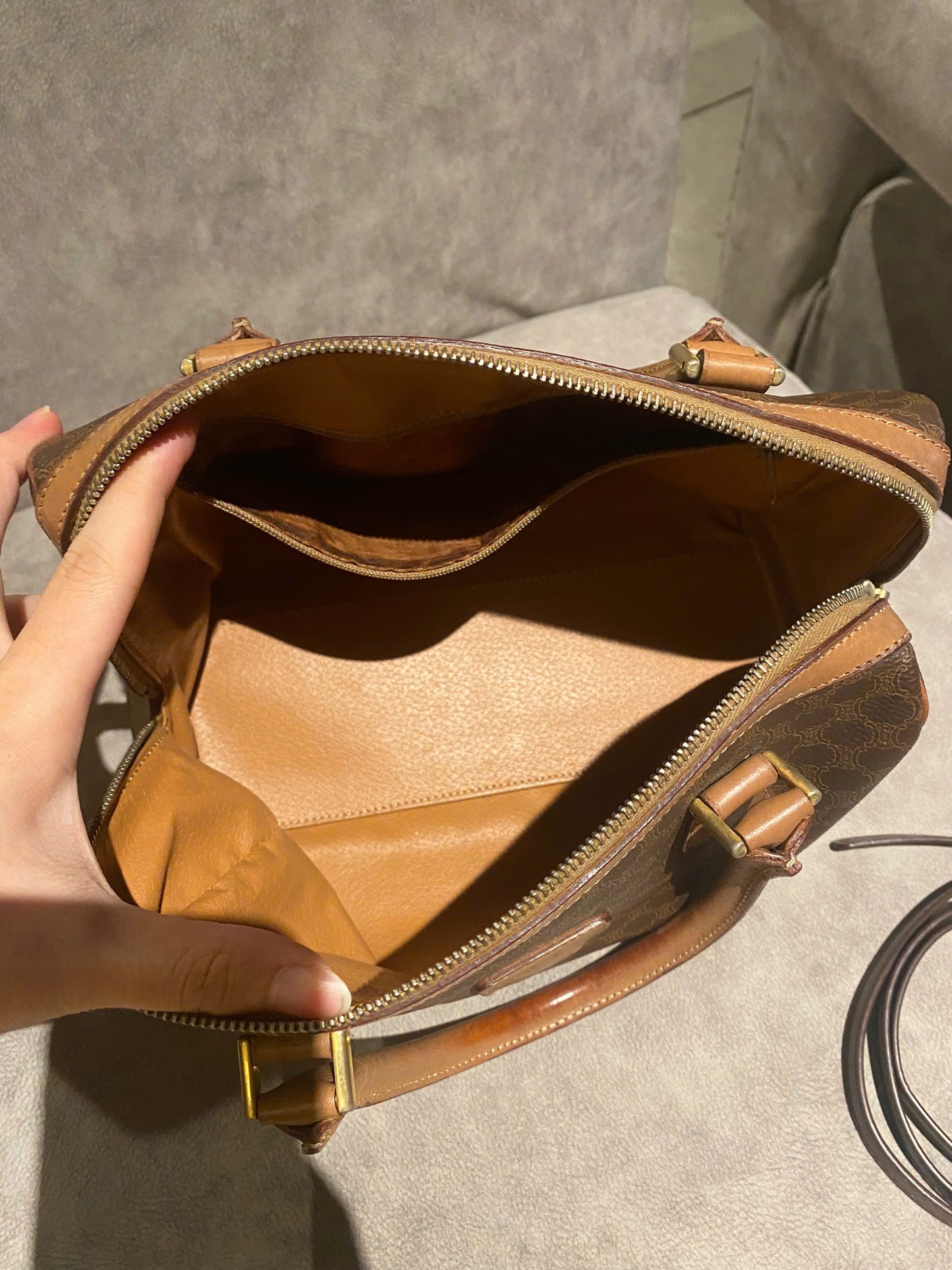 Celine Brown Macadam Mini Boston Bag