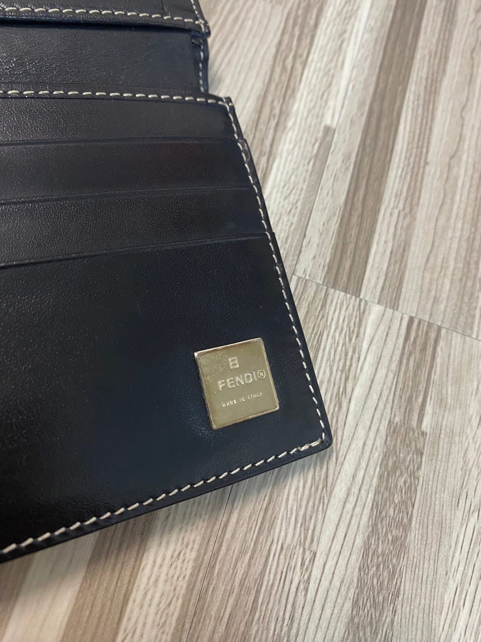 FENDI Vintage Zucca Canvas Leather Folding Wallet