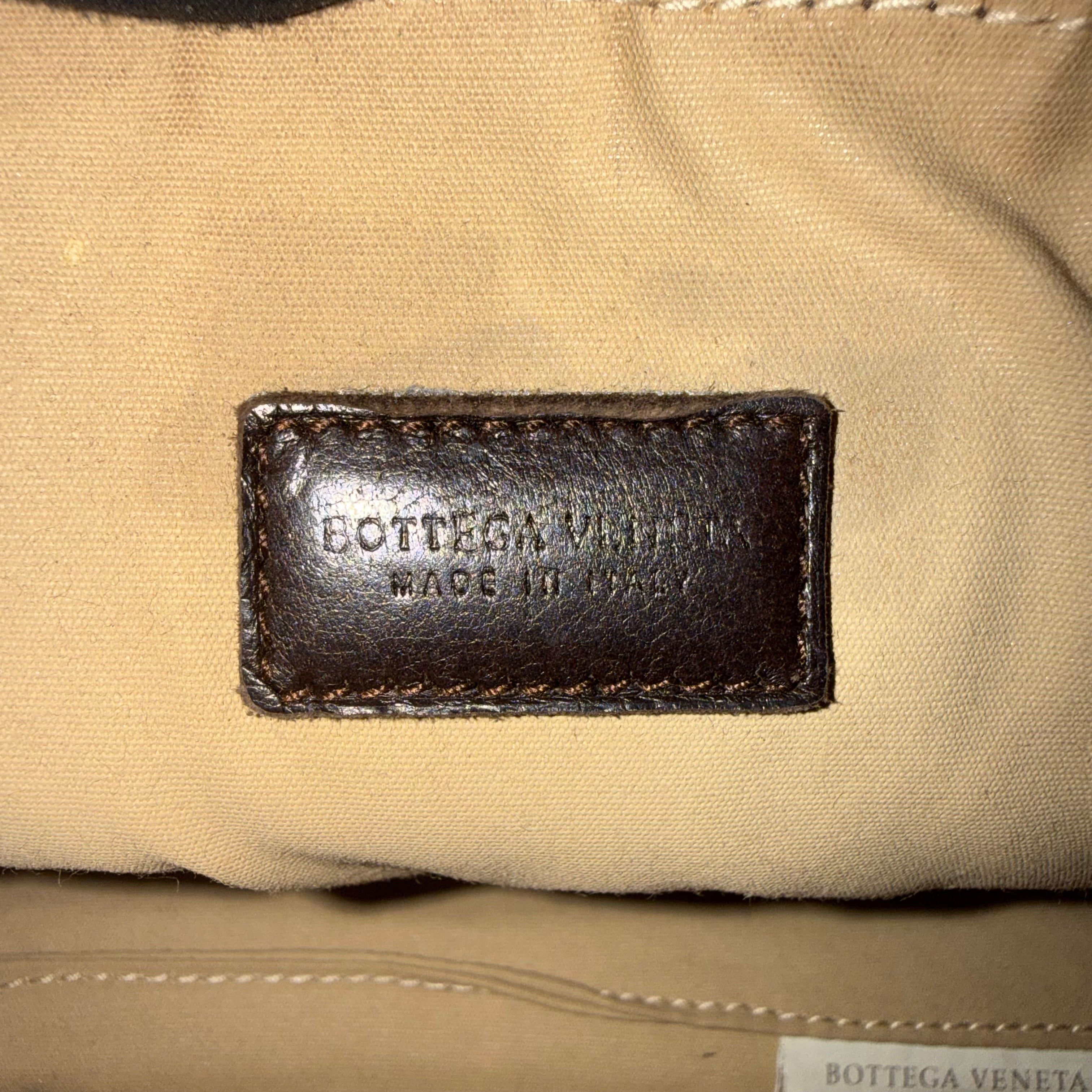 Bottega Veneta Brown intrecciato woven chain pochette