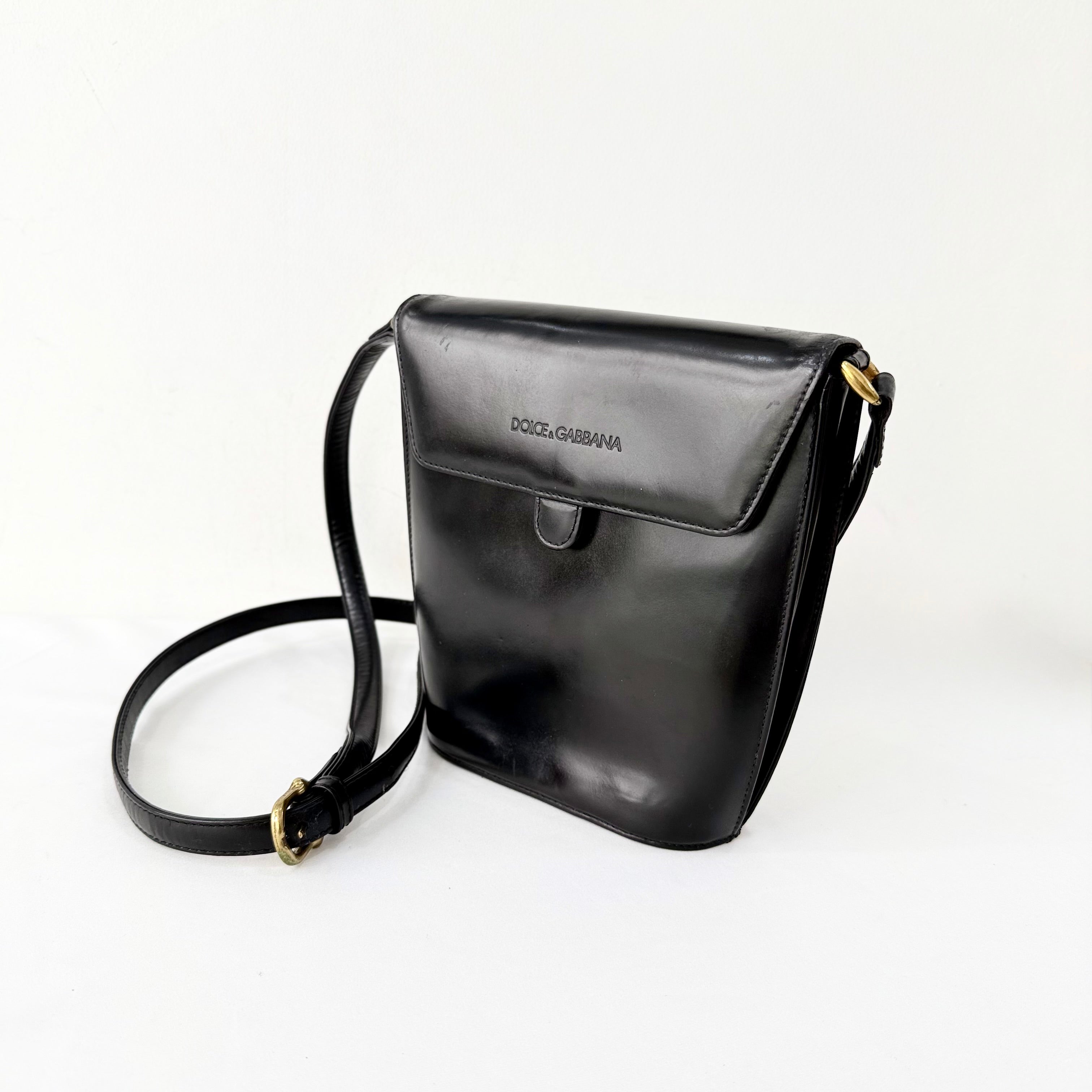 Dolce & Gabbana Black Patent Leather Bucket Bag
