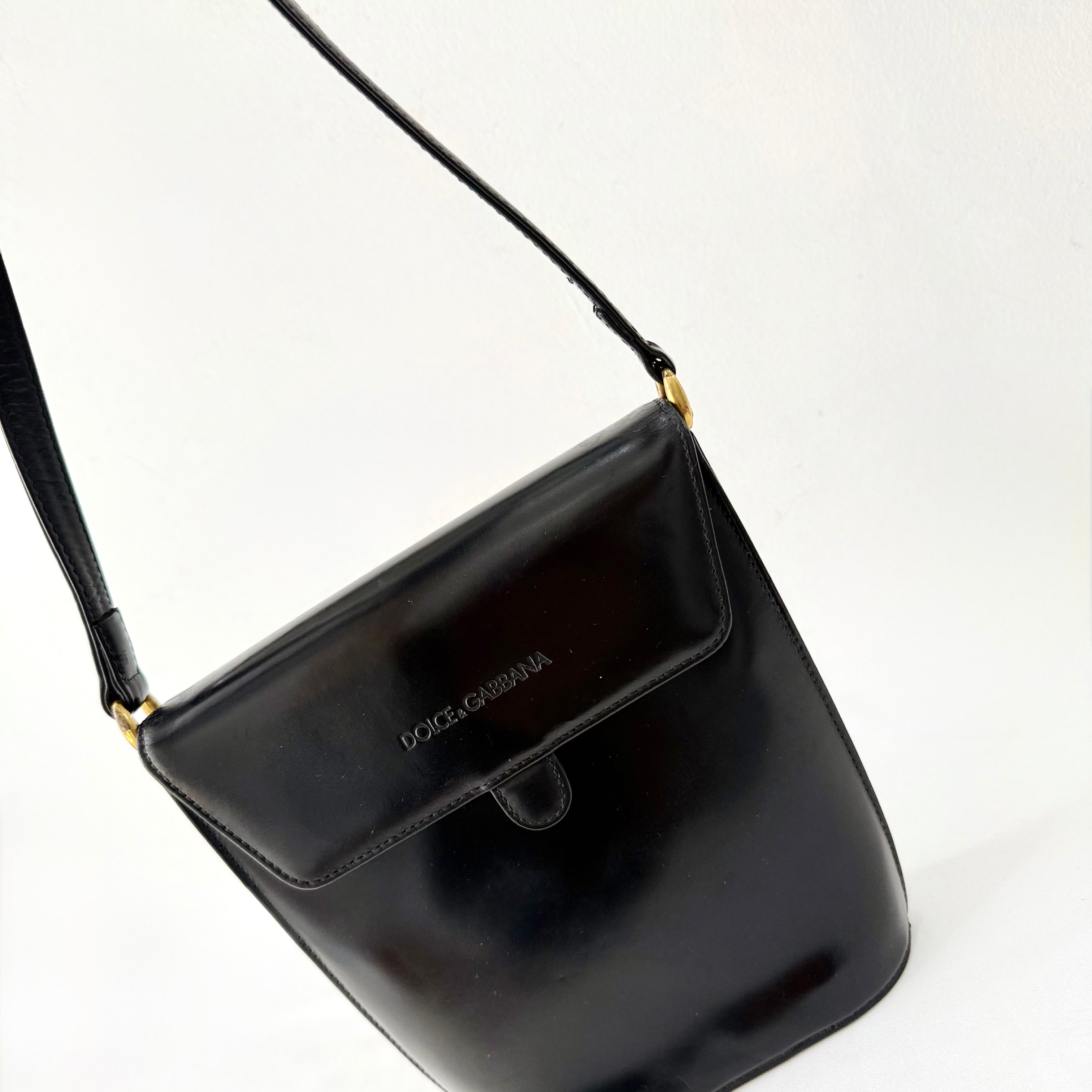 Dolce & Gabbana Black Patent Leather Bucket Bag