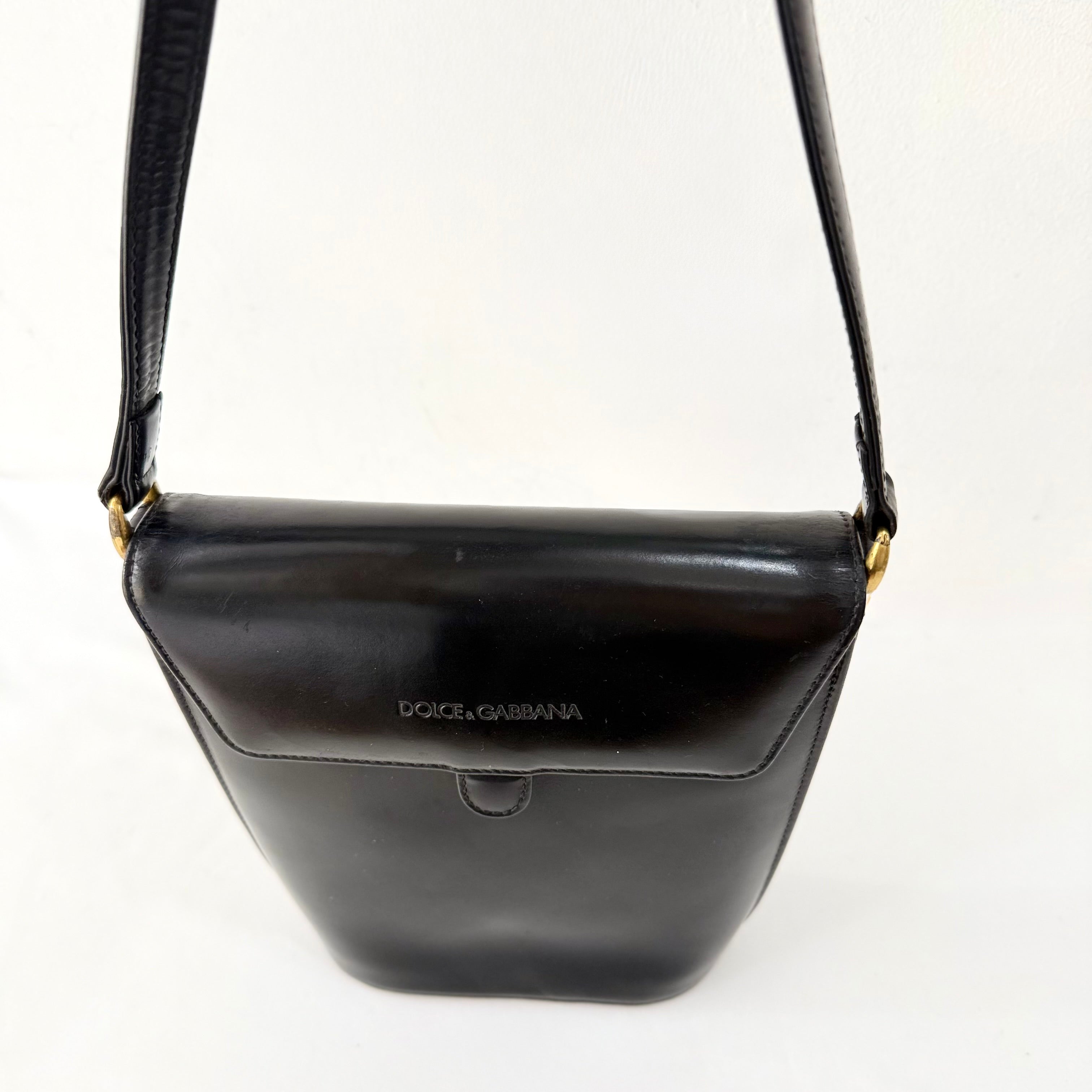Dolce & Gabbana Black Patent Leather Bucket Bag