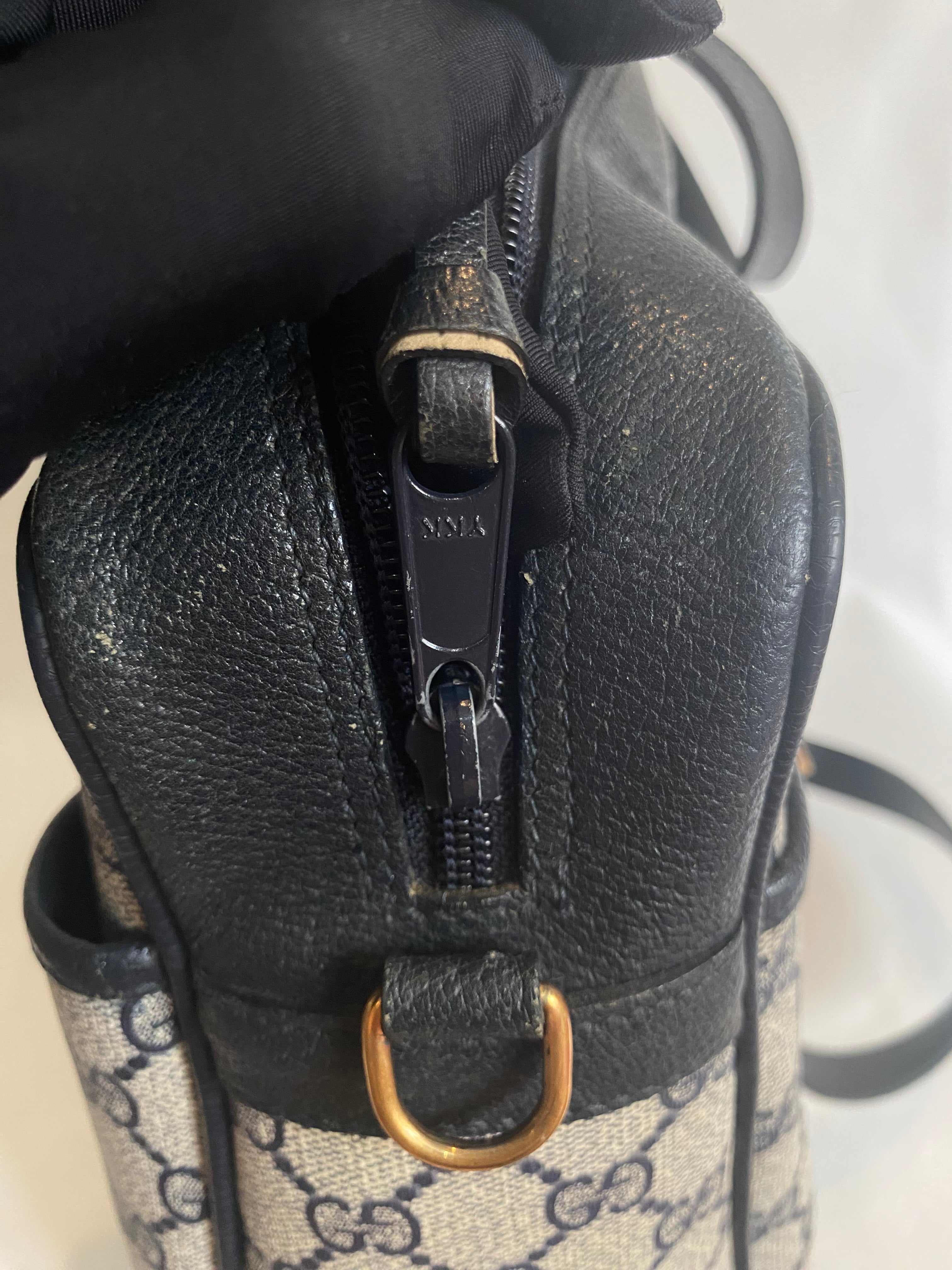 GUCCI GG Canvas Leather Sherry Line Satchel Bag