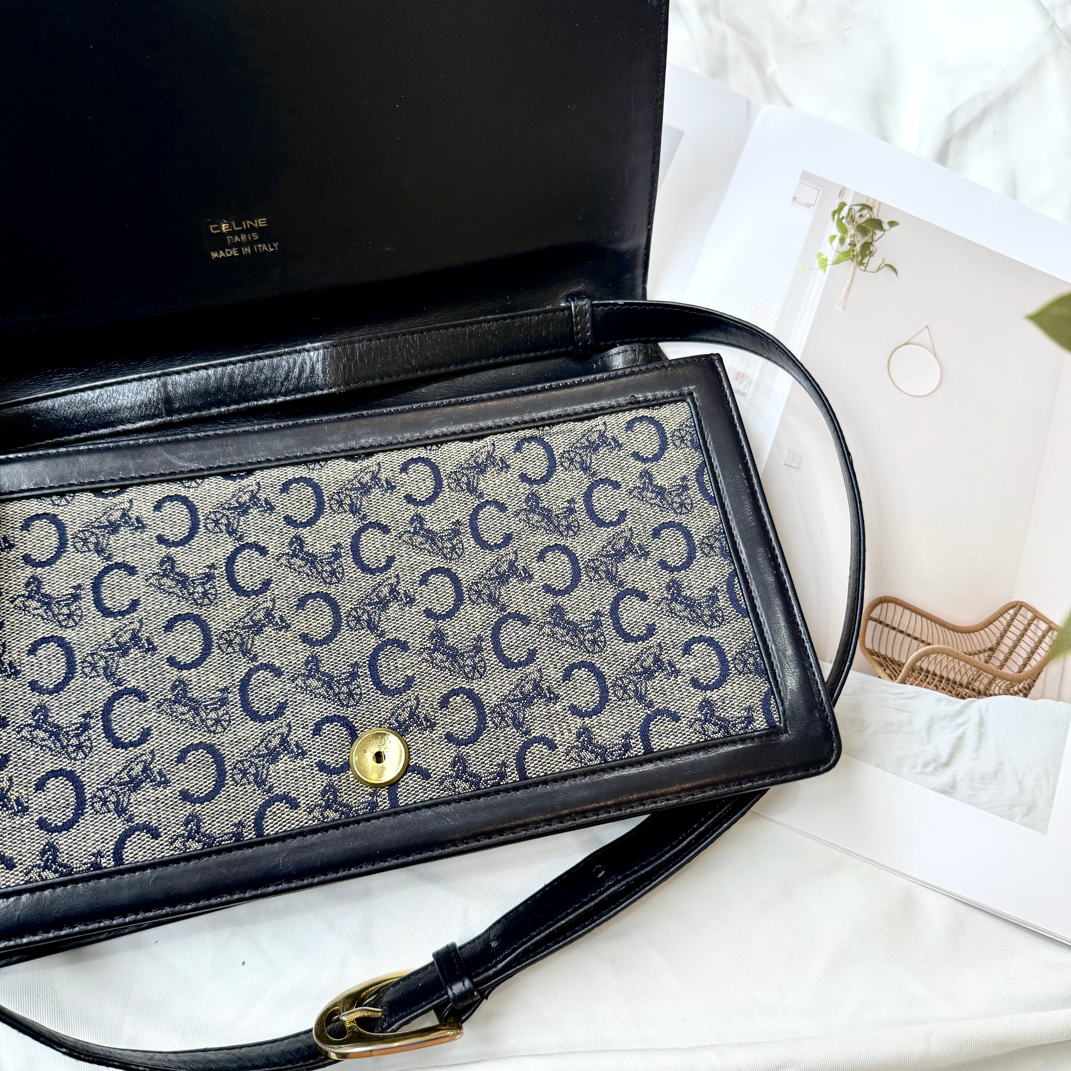 Celine Macadam Canvas Horse Carriage Shoulder Bag