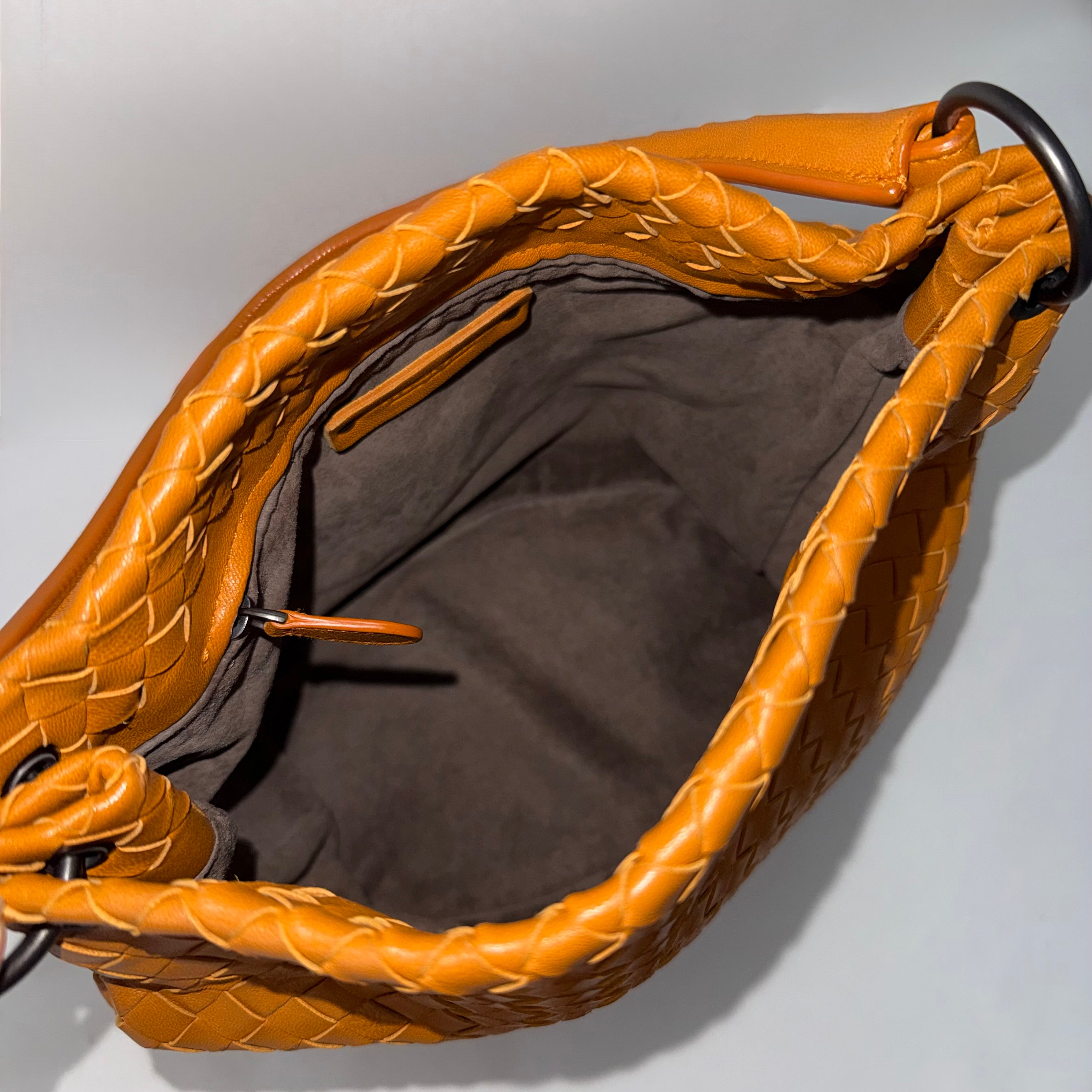 Bottega Veneta Orange Intrecciato Leather Bella Tote