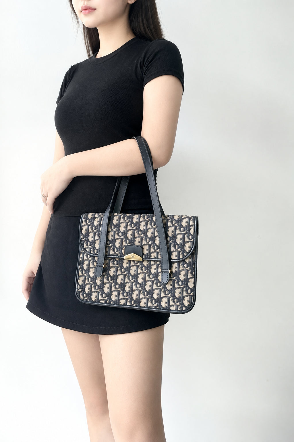Christian Dior Blue Trotter Monogram Canvas Handbag