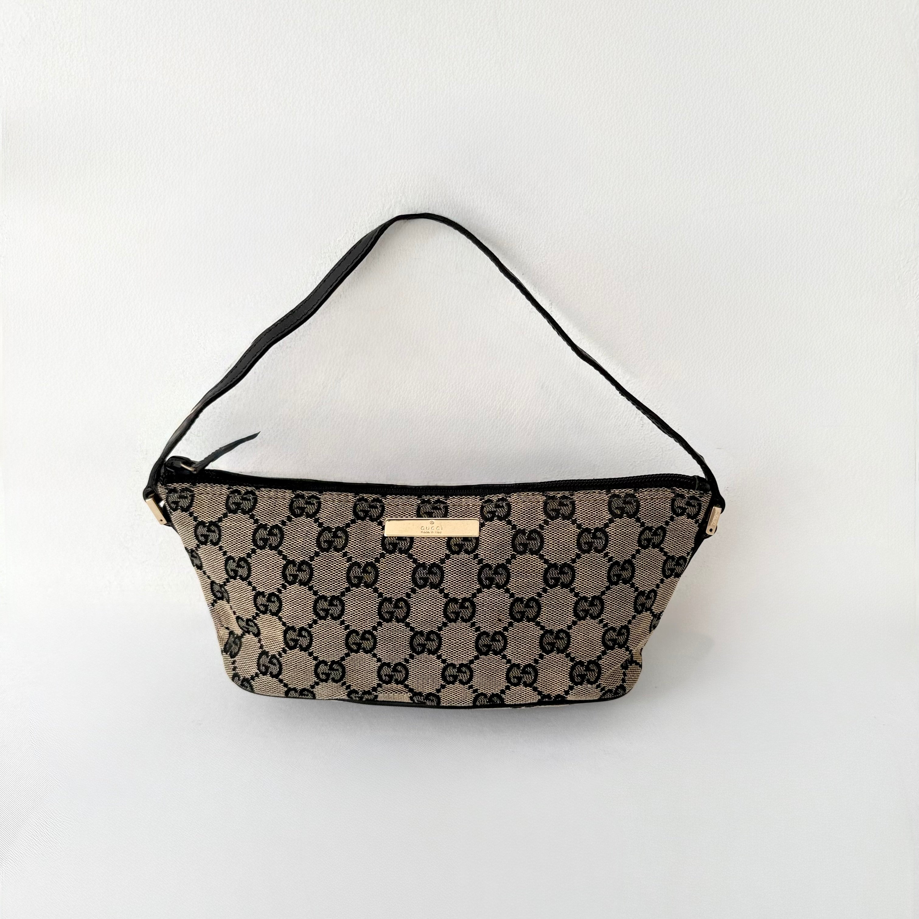 Gucci GG Monogram Pochette Boat Shoulder Bag Grey/Black