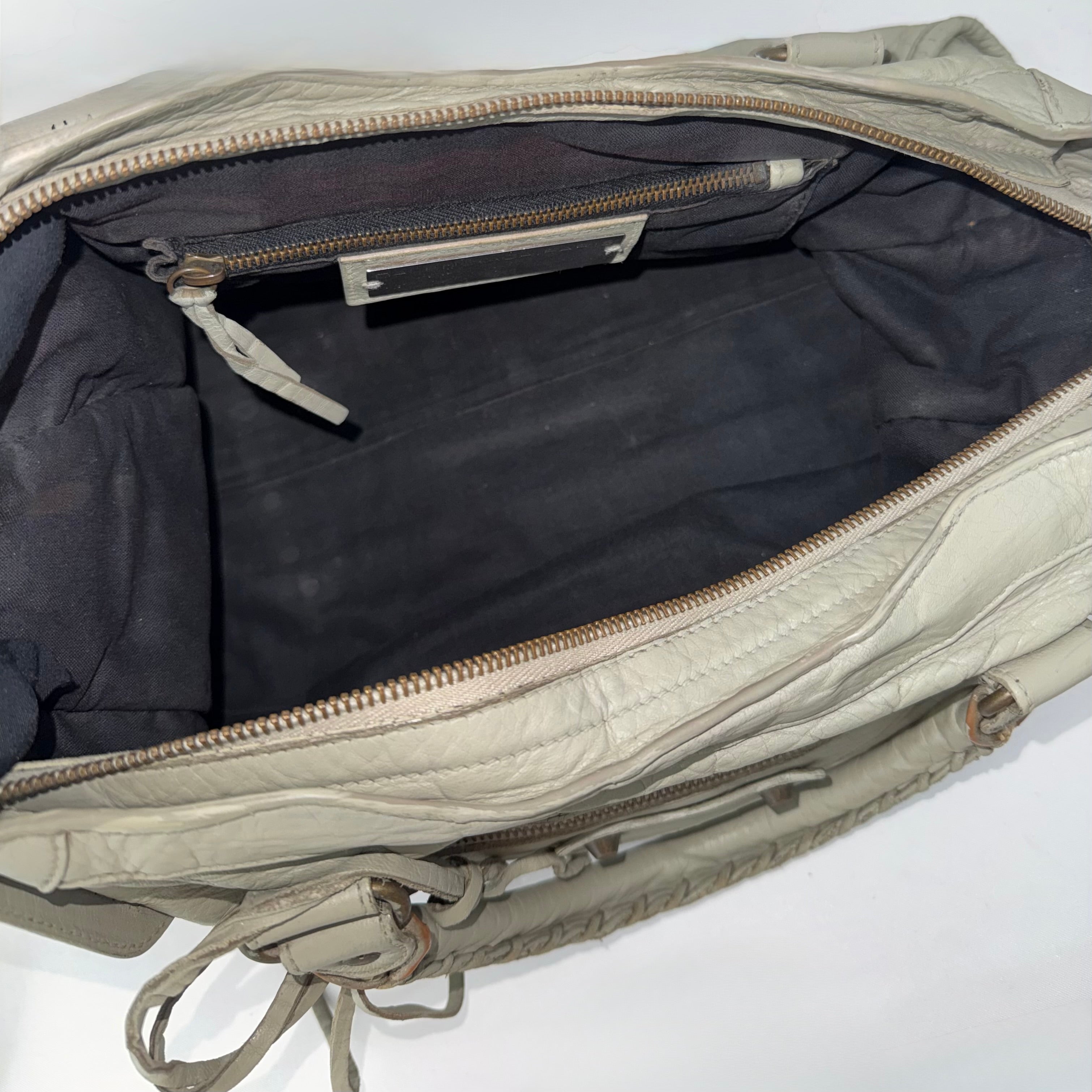 (reserve) Balenciaga Praline Lambskin Leather Motorcycle City Bag