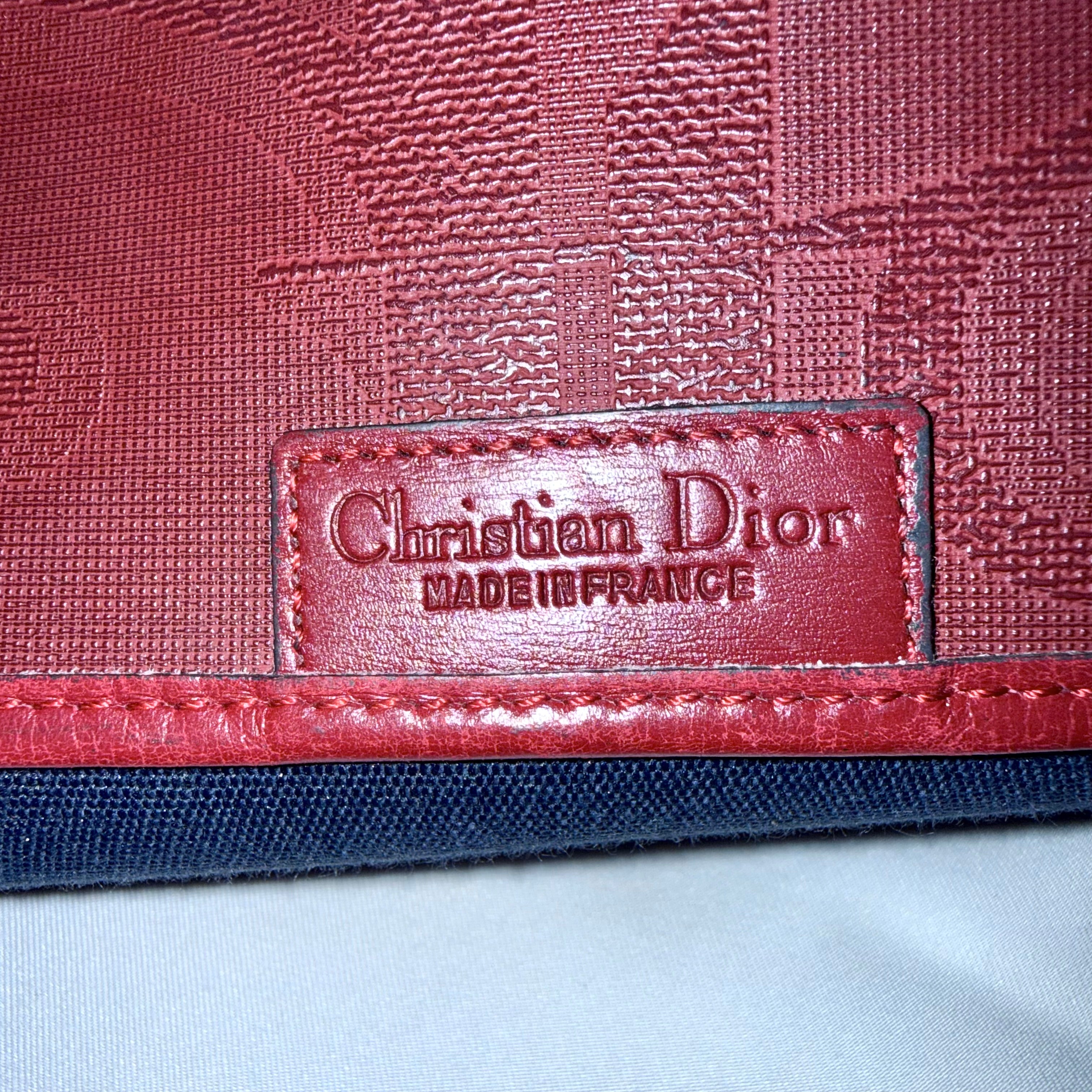 Christian Dior Trotter Canvas Burgundy Shoulder Bag