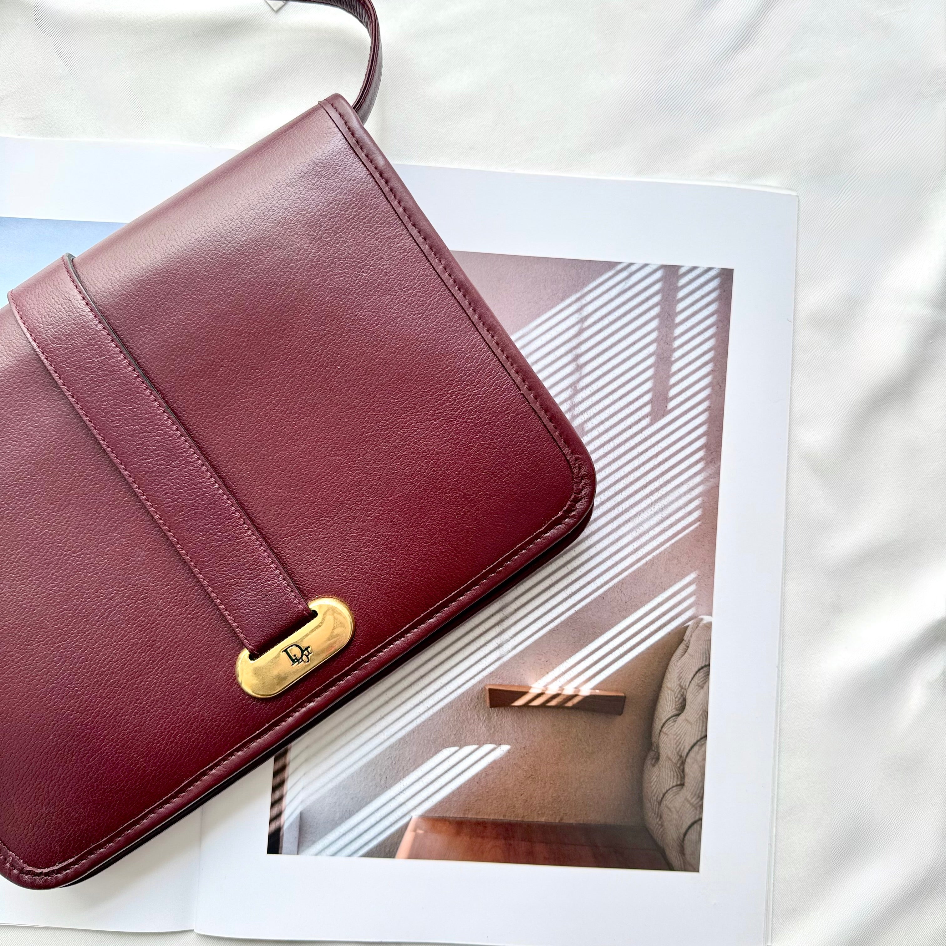 Christian Dior Vintage Burgundy Leather Shoulder Bag