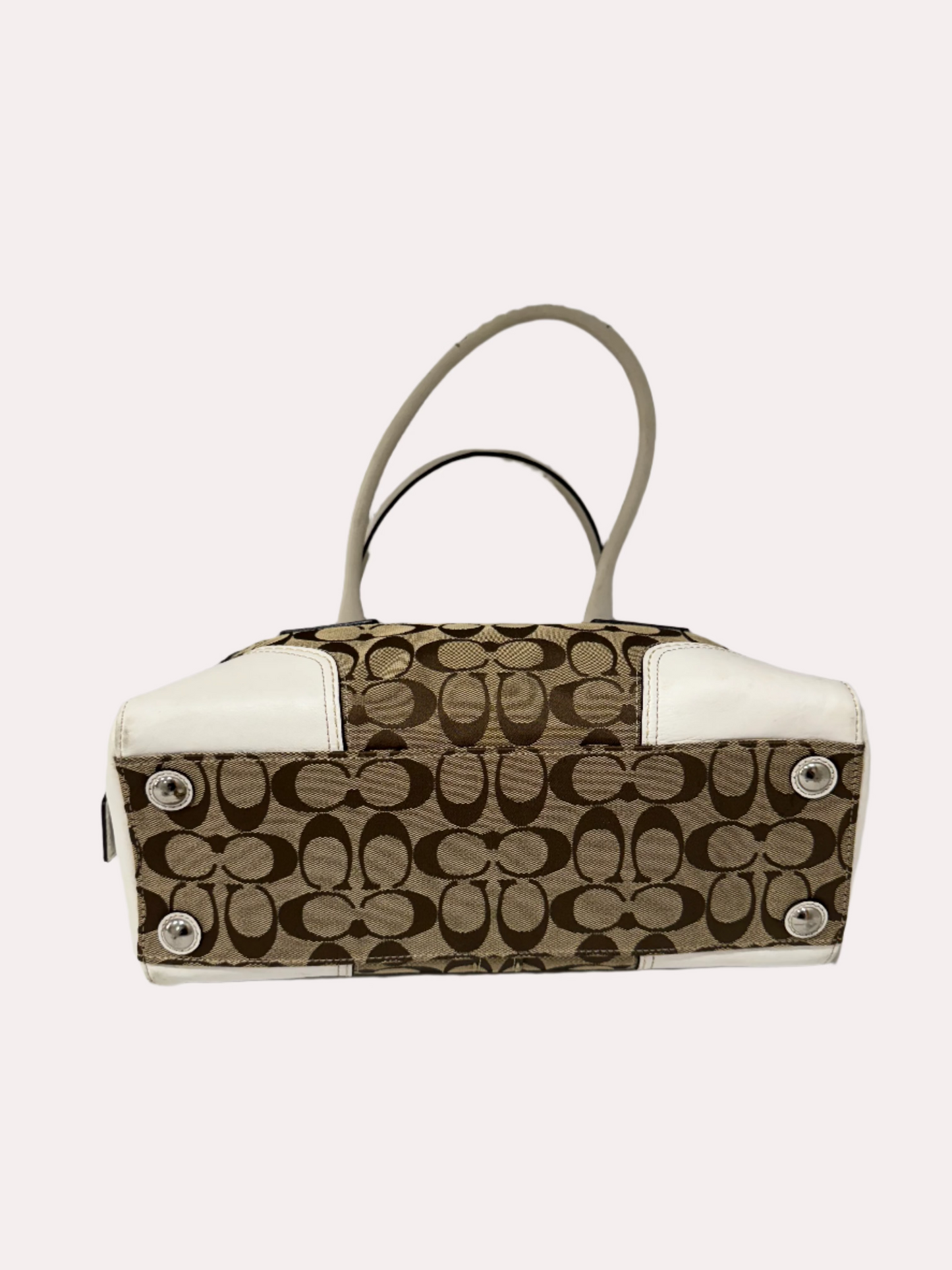 Coach Signature Handbag Brown White