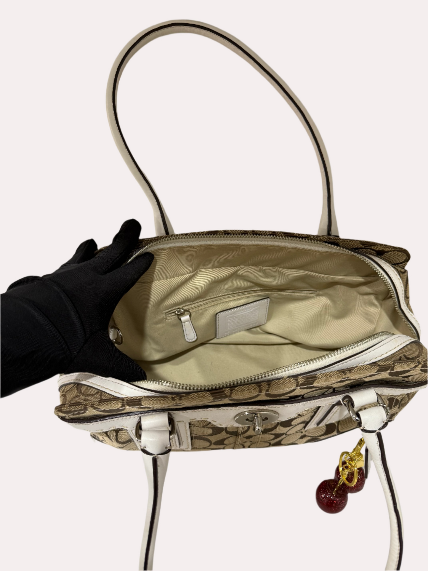 Coach Signature Handbag Brown White